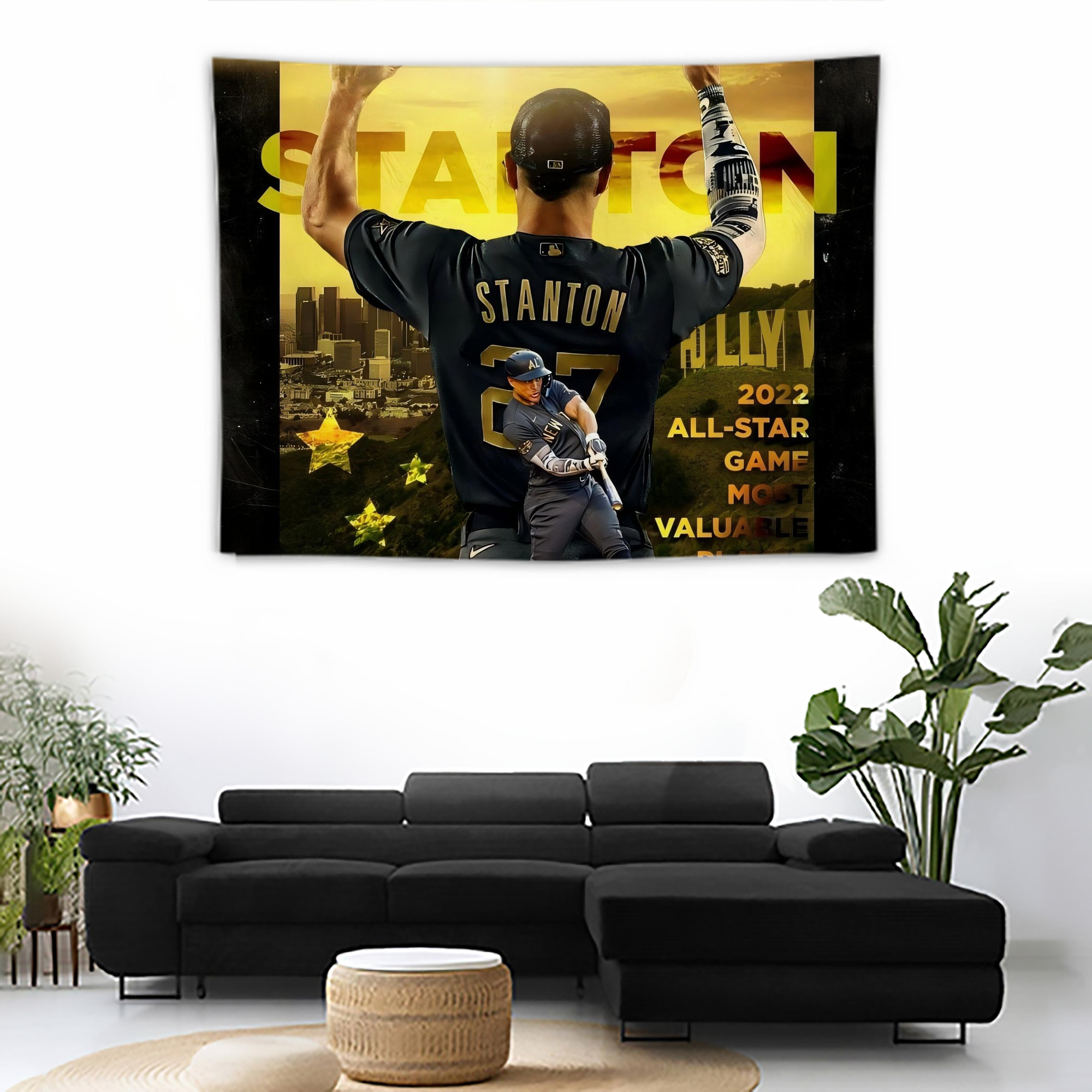 Giancarlo Stanton 44 Wall Tapestry For Bedroom Aesthetic – Boho Style Polyester Fabric Wall Hanging With Hooks – 60 X 90 Inch Large Size, Lightweight, Durable, Easy To Hang