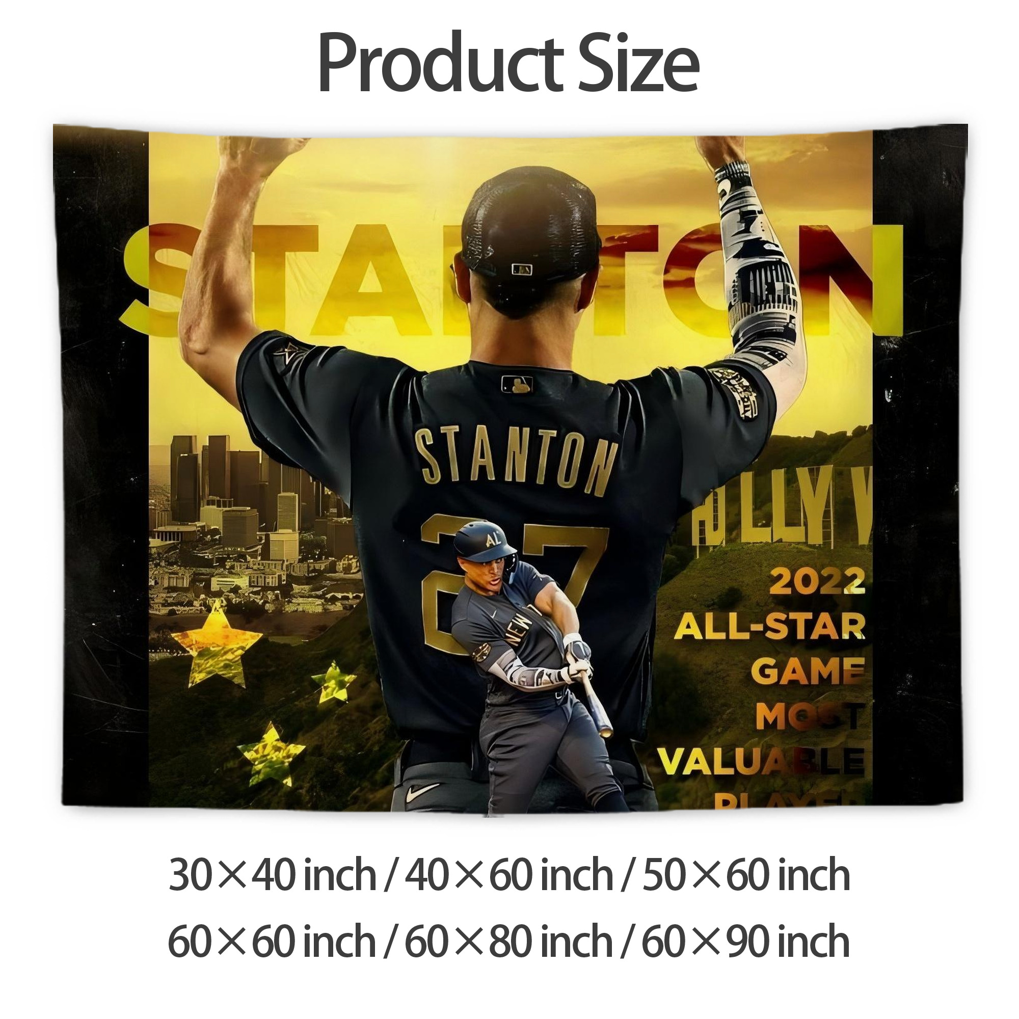 Giancarlo Stanton 44 Wall Tapestry For Bedroom Aesthetic – Boho Style Polyester Fabric Wall Hanging With Hooks – 60 X 90 Inch Large Size, Lightweight, Durable, Easy To Hang