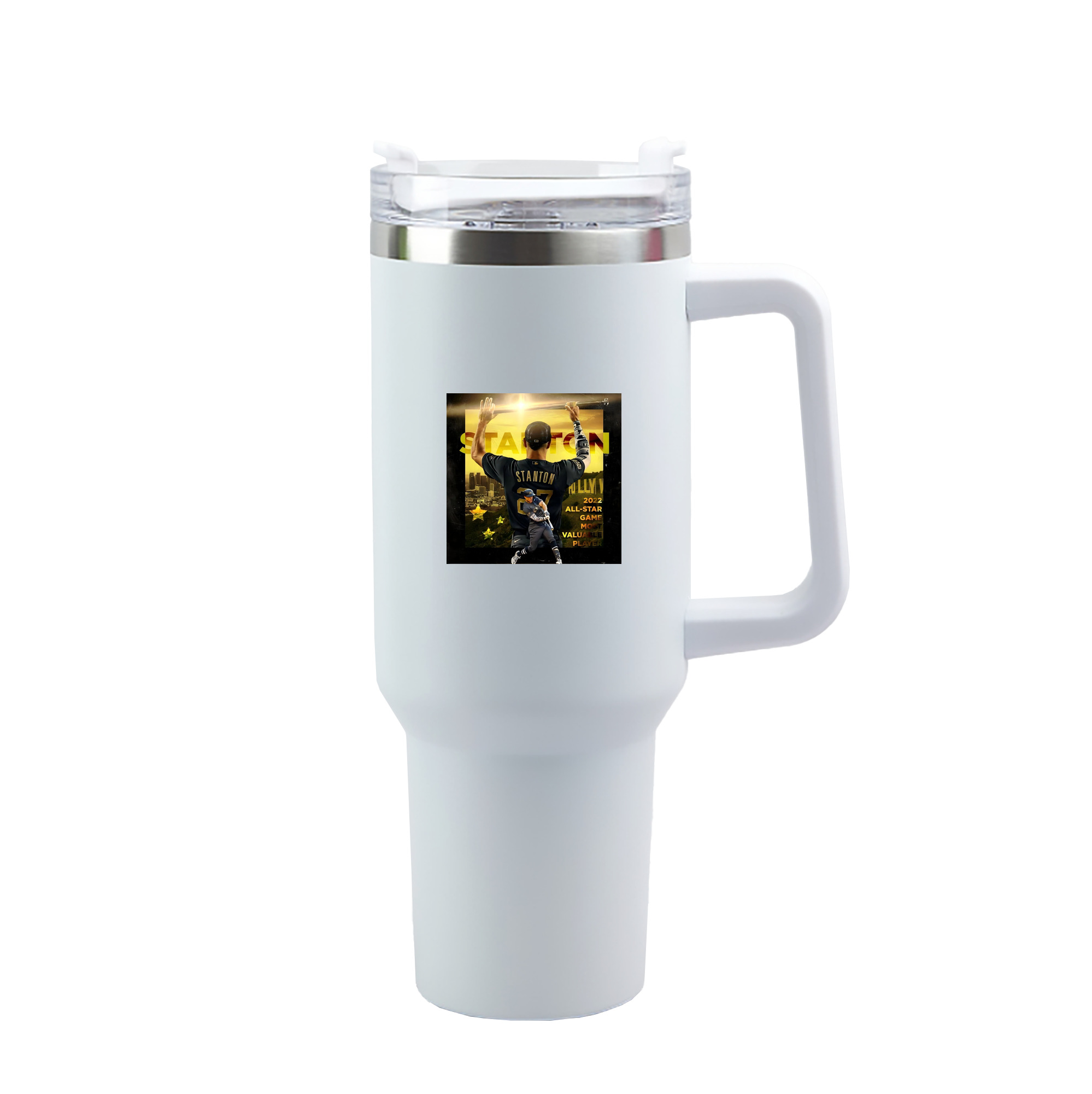 Giancarlo Stanton 44 40oz Handle Car Tumbler – Durable Stainless Steel Travel Mug With UV Print – Double Wall Insulated, Fits Most Car Cup Holders