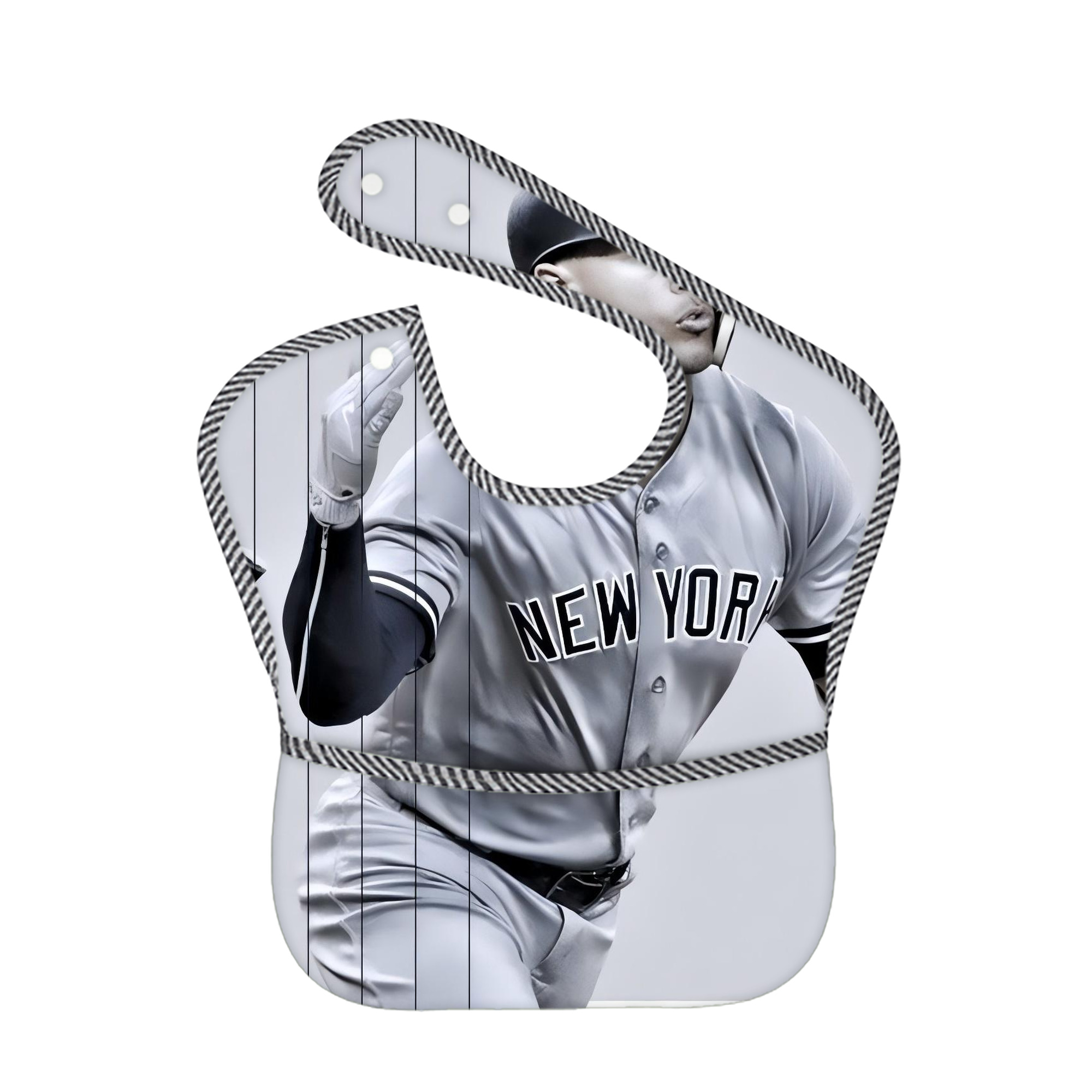 Giancarlo Stanton 37 Adjustable Waterproof Toddler Bib – Full-Print Durable Polyester – Foldable Crumb Pocket – Easy Snap Closure – Soft
