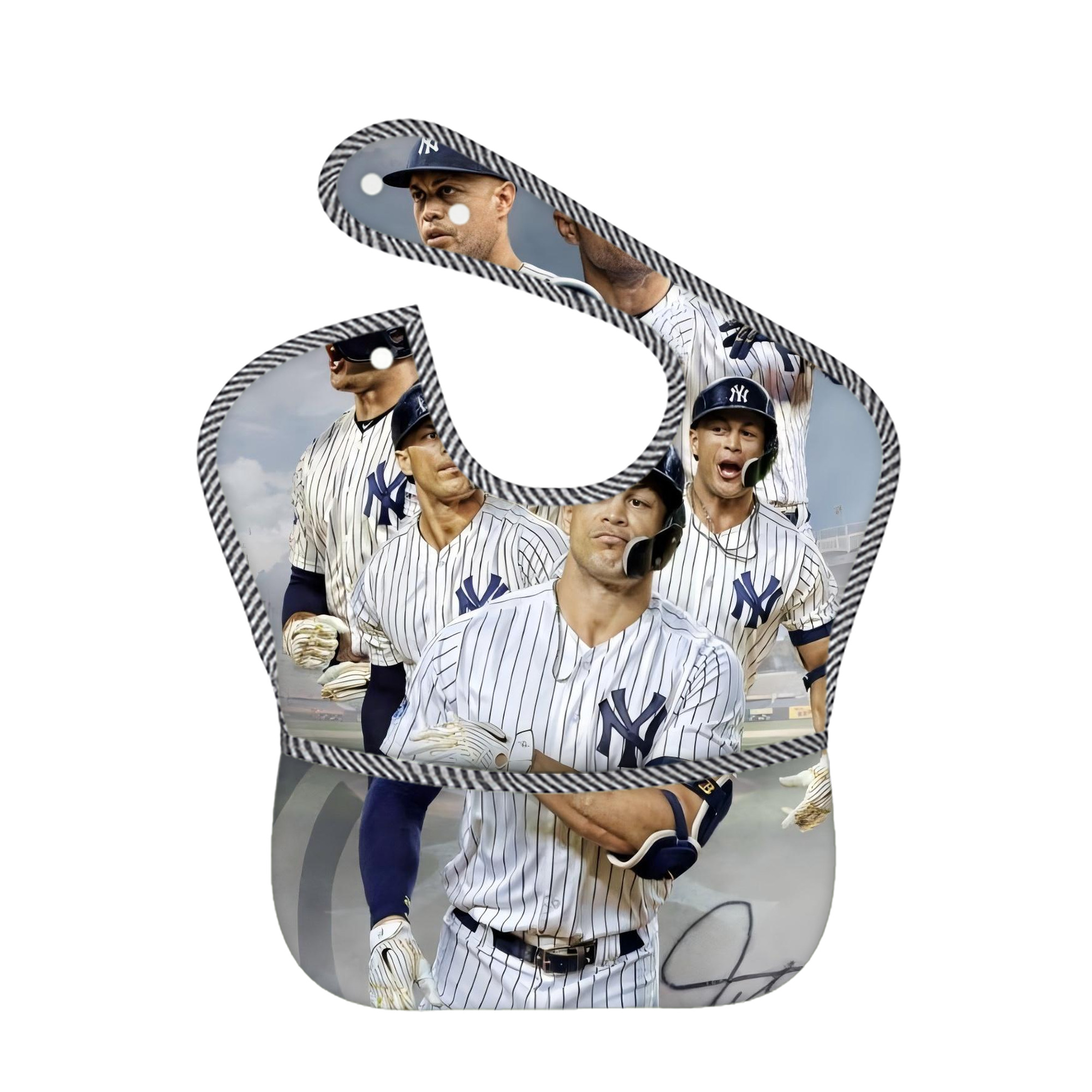 Giancarlo Stanton 38 Adjustable Waterproof Toddler Bib – Full-Print Durable Polyester – Foldable Crumb Pocket – Easy Snap Closure – Soft