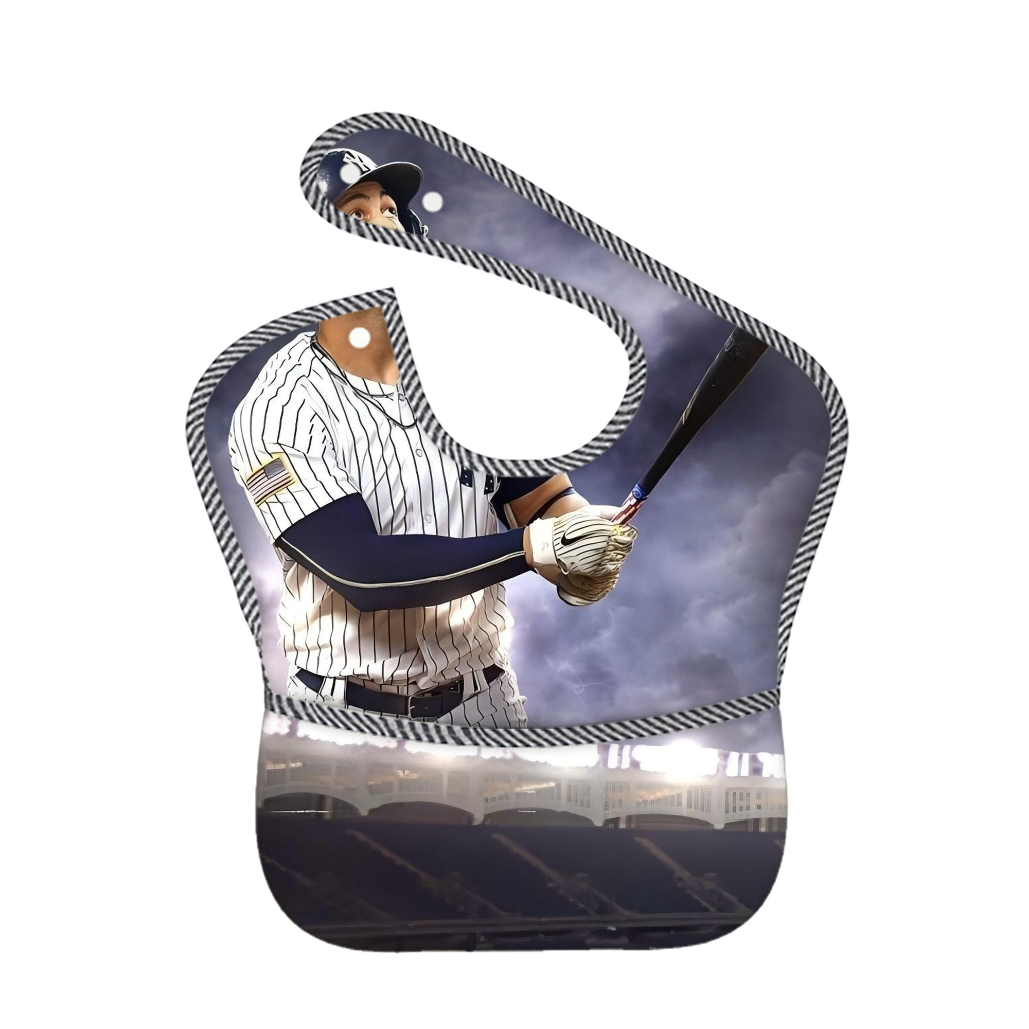 Giancarlo Stanton 41 Adjustable Waterproof Toddler Bib – Full-Print Durable Polyester – Foldable Crumb Pocket – Easy Snap Closure – Soft