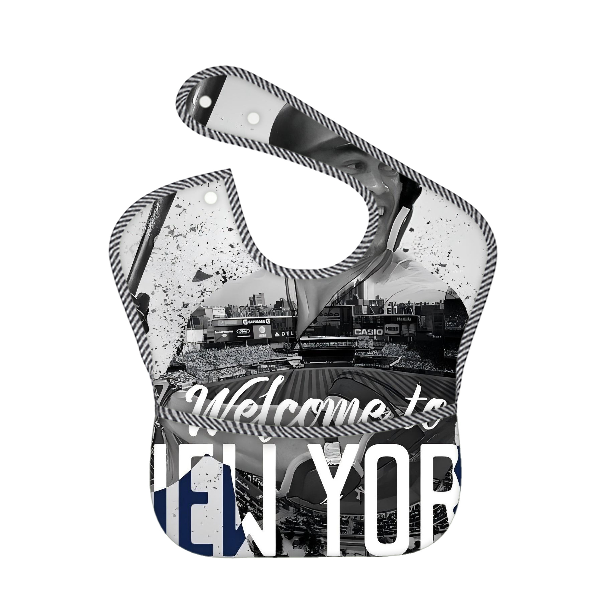 Giancarlo Stanton 42 Adjustable Waterproof Toddler Bib – Full-Print Durable Polyester – Foldable Crumb Pocket – Easy Snap Closure – Soft