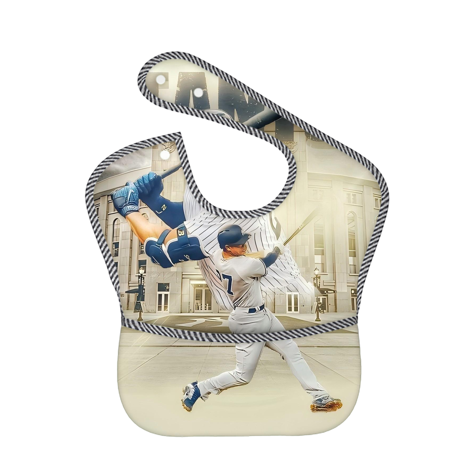 Giancarlo Stanton 45 Adjustable Waterproof Toddler Bib – Full-Print Durable Polyester – Foldable Crumb Pocket – Easy Snap Closure – Soft