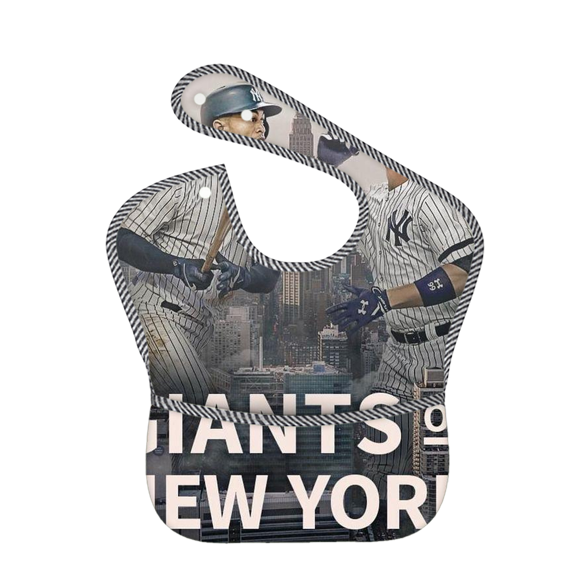 Giancarlo Stanton 46 Adjustable Waterproof Toddler Bib – Full-Print Durable Polyester – Foldable Crumb Pocket – Easy Snap Closure – Soft