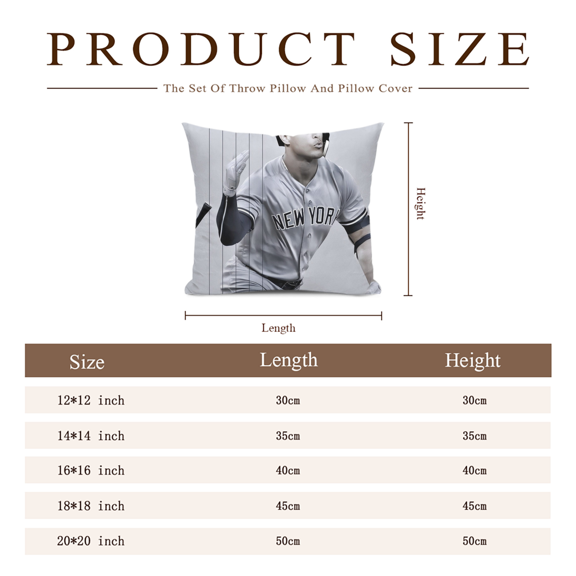Giancarlo Stanton 37 Soft Polyester Pillow Cover With Insert – Double-Sided Design, Invisible Zipper, Durable & Breathable – Easy Care Cushion Set