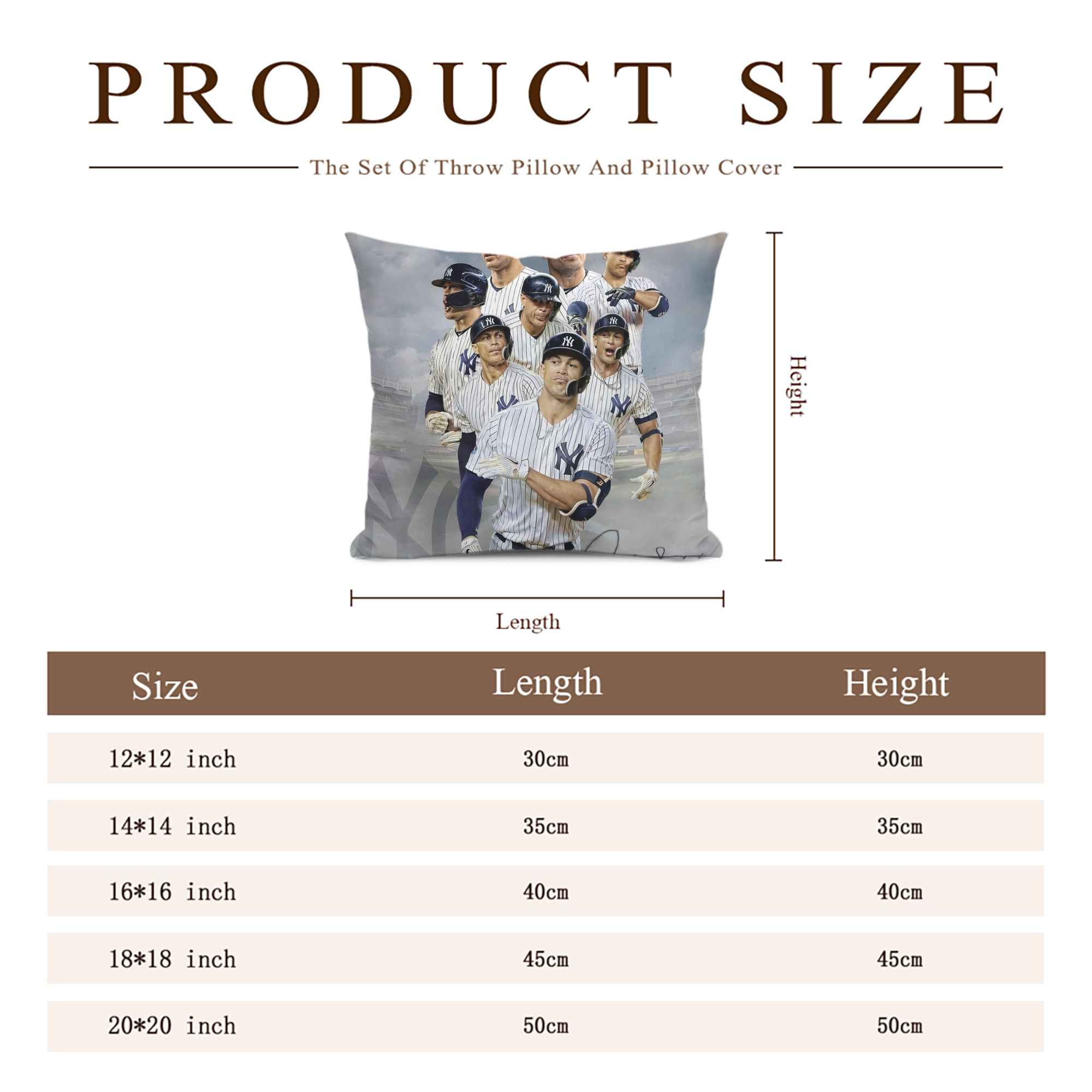 Giancarlo Stanton 38 Soft Polyester Pillow Cover With Insert – Double-Sided Design, Invisible Zipper, Durable & Breathable – Easy Care Cushion Set