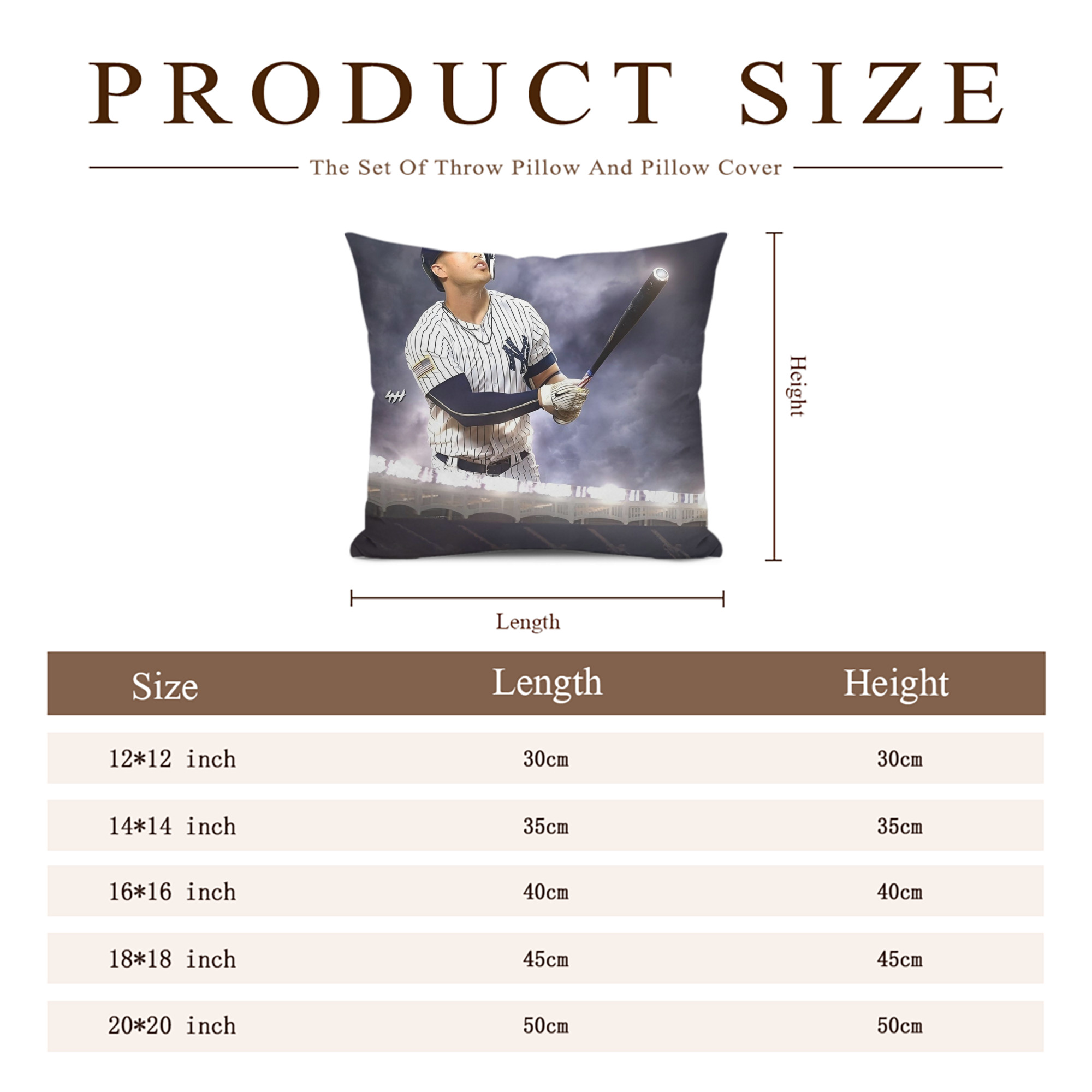 Giancarlo Stanton 41 Soft Polyester Pillow Cover With Insert – Double-Sided Design, Invisible Zipper, Durable & Breathable – Easy Care Cushion Set