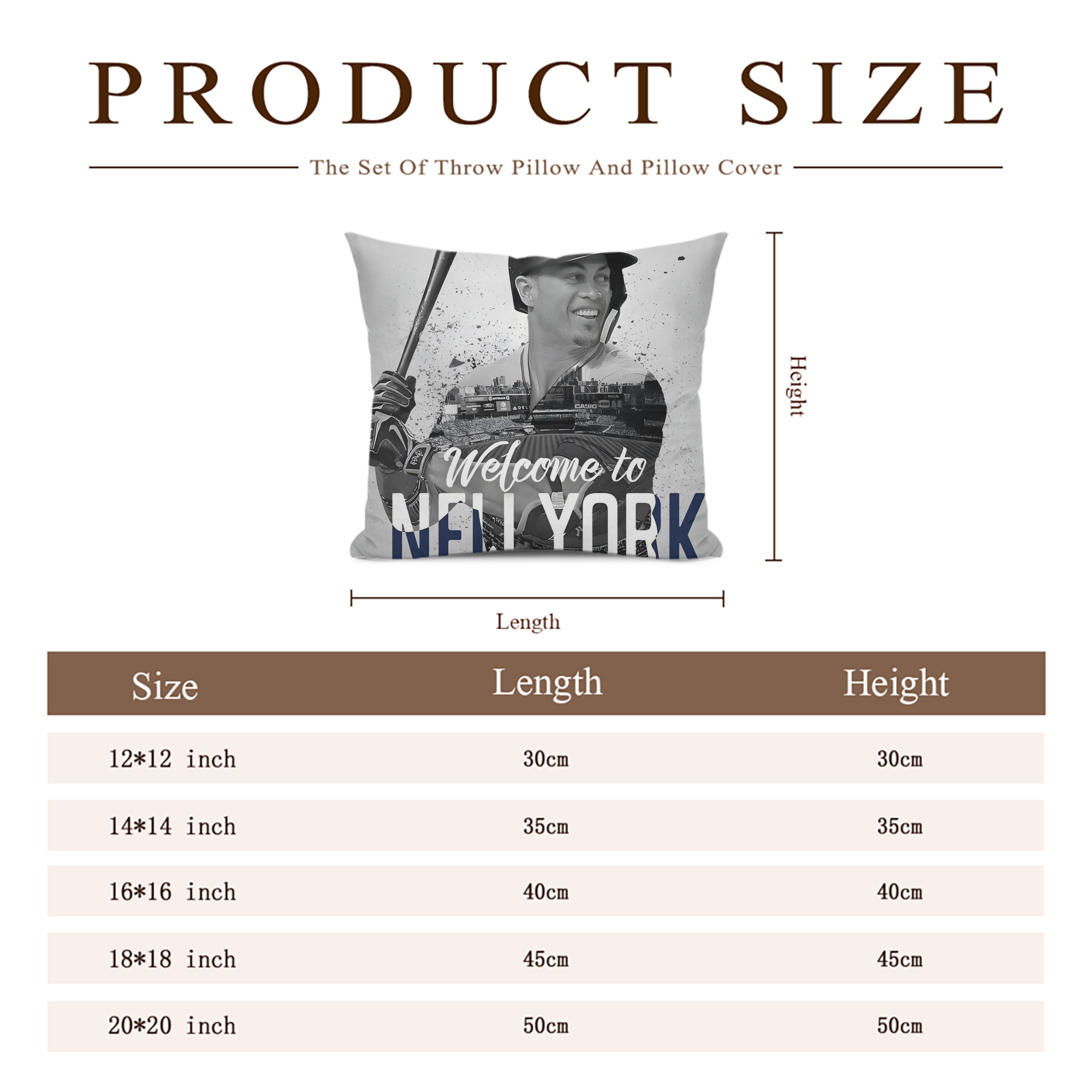 Giancarlo Stanton 42 Soft Polyester Pillow Cover With Insert – Double-Sided Design, Invisible Zipper, Durable & Breathable – Easy Care Cushion Set