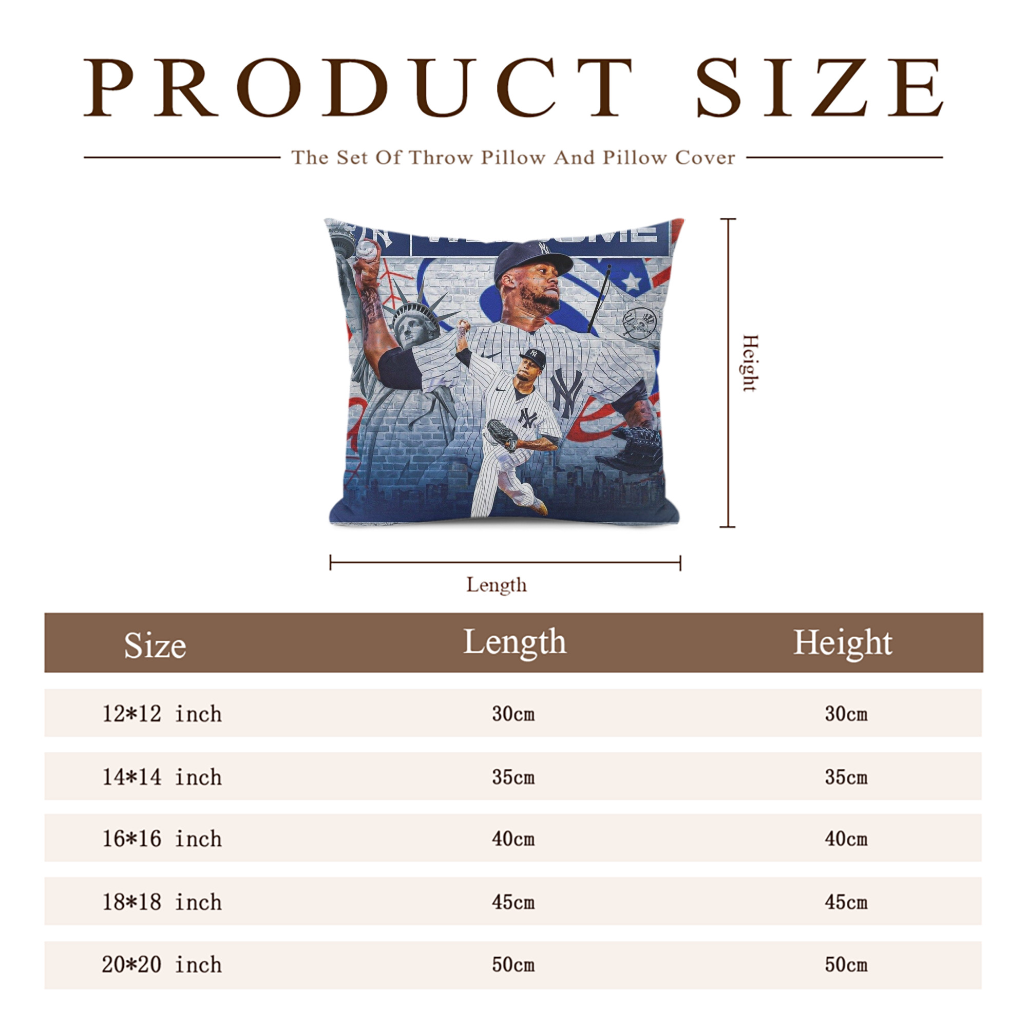 Giancarlo Stanton 43 Soft Polyester Pillow Cover With Insert – Double-Sided Design, Invisible Zipper, Durable & Breathable – Easy Care Cushion Set