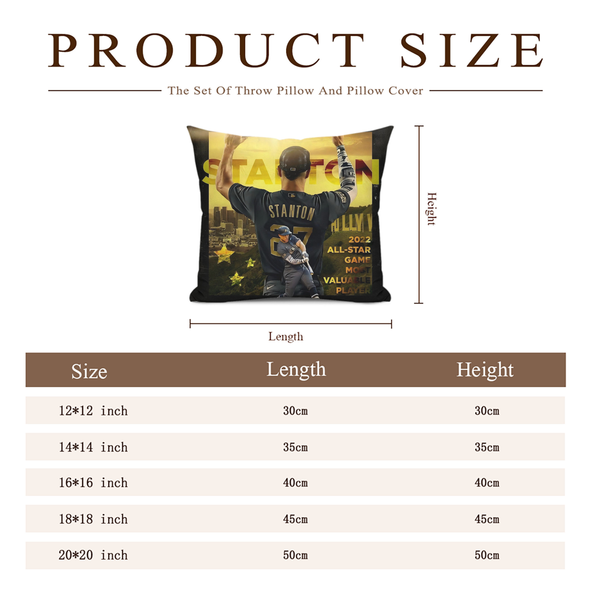Giancarlo Stanton 44 Soft Polyester Pillow Cover With Insert – Double-Sided Design, Invisible Zipper, Durable & Breathable – Easy Care Cushion Set
