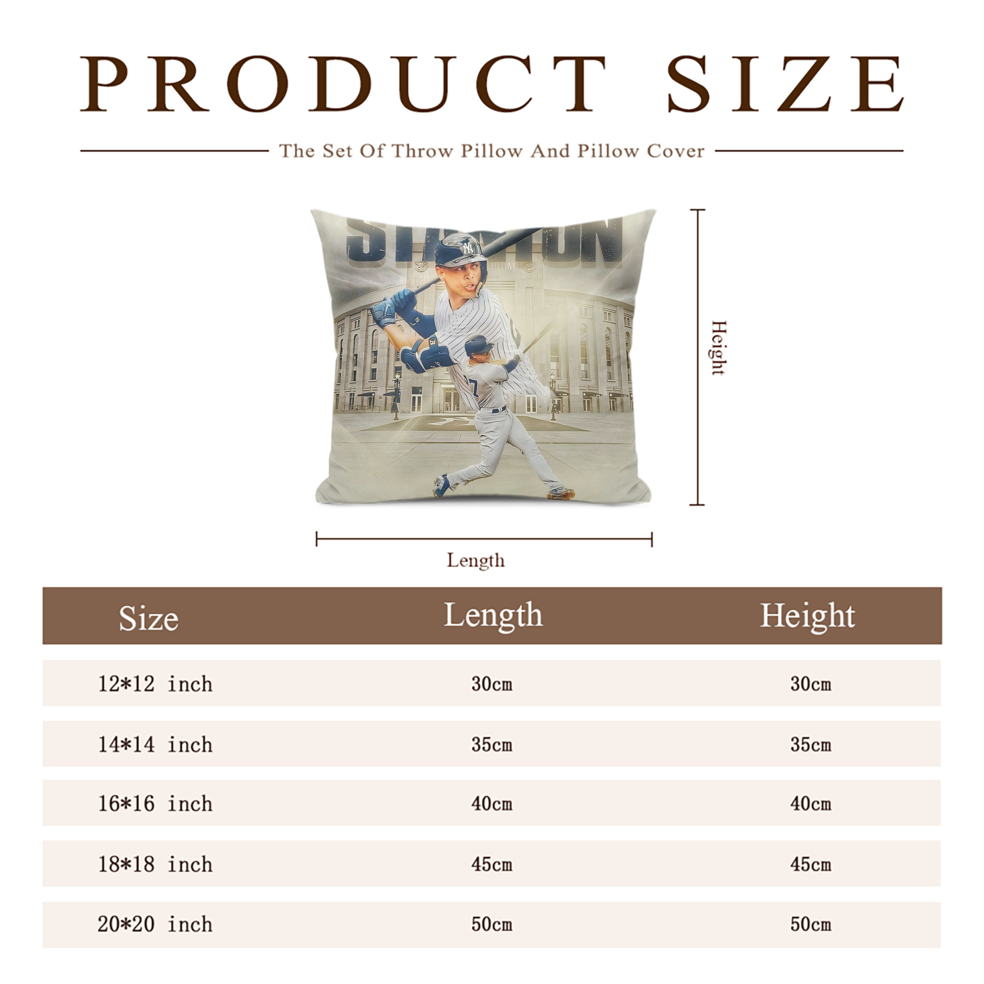 Giancarlo Stanton 45 Soft Polyester Pillow Cover With Insert – Double-Sided Design, Invisible Zipper, Durable & Breathable – Easy Care Cushion Set