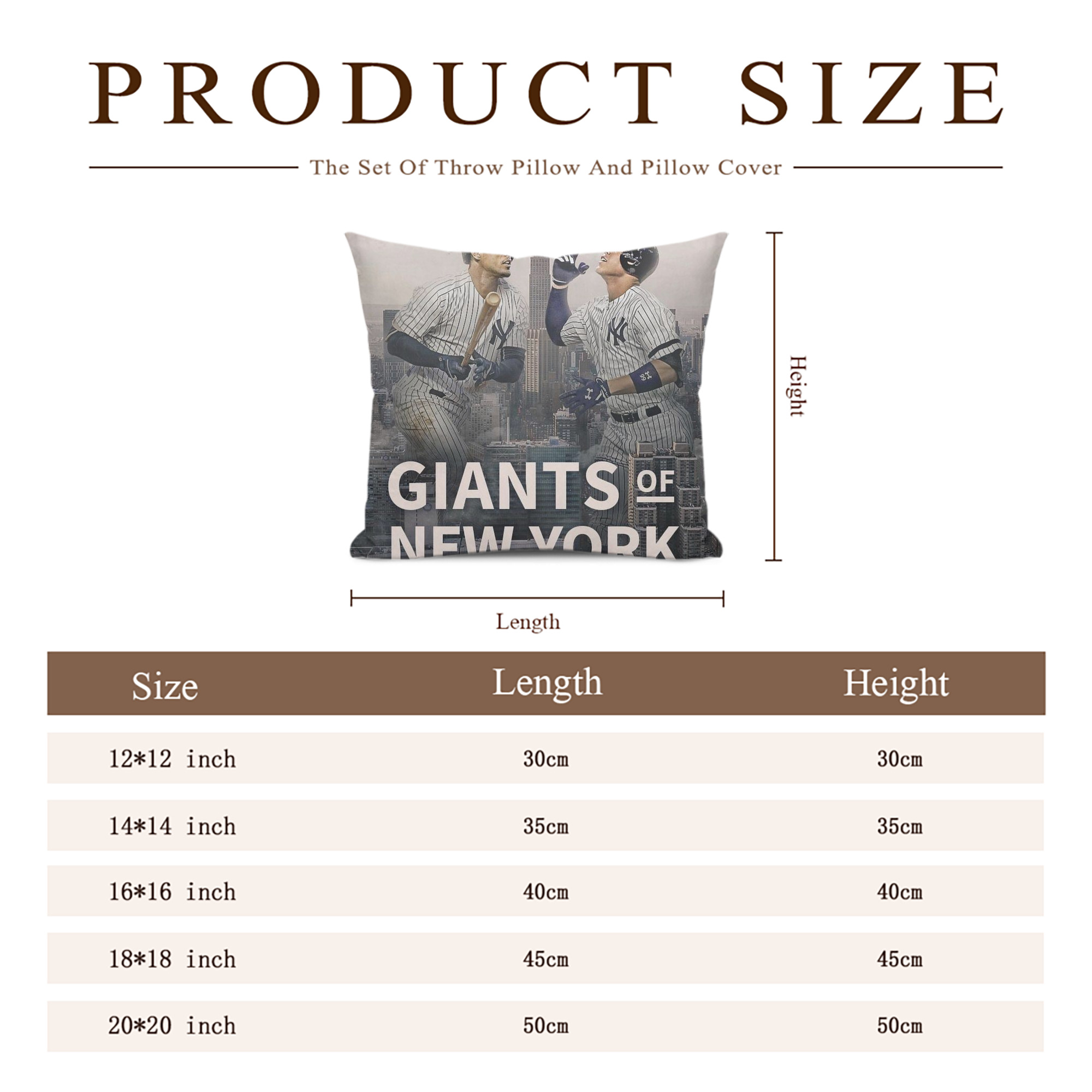 Giancarlo Stanton 46 Soft Polyester Pillow Cover With Insert – Double-Sided Design, Invisible Zipper, Durable & Breathable – Easy Care Cushion Set