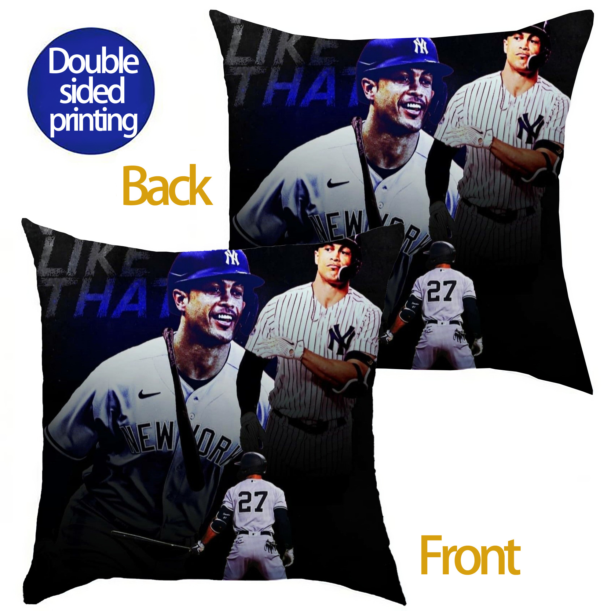 Giancarlo Stanton 36 Soft Polyester Pillow Cover With Insert – Double-Sided Design, Invisible Zipper, Durable & Breathable – Easy Care Cushion Set