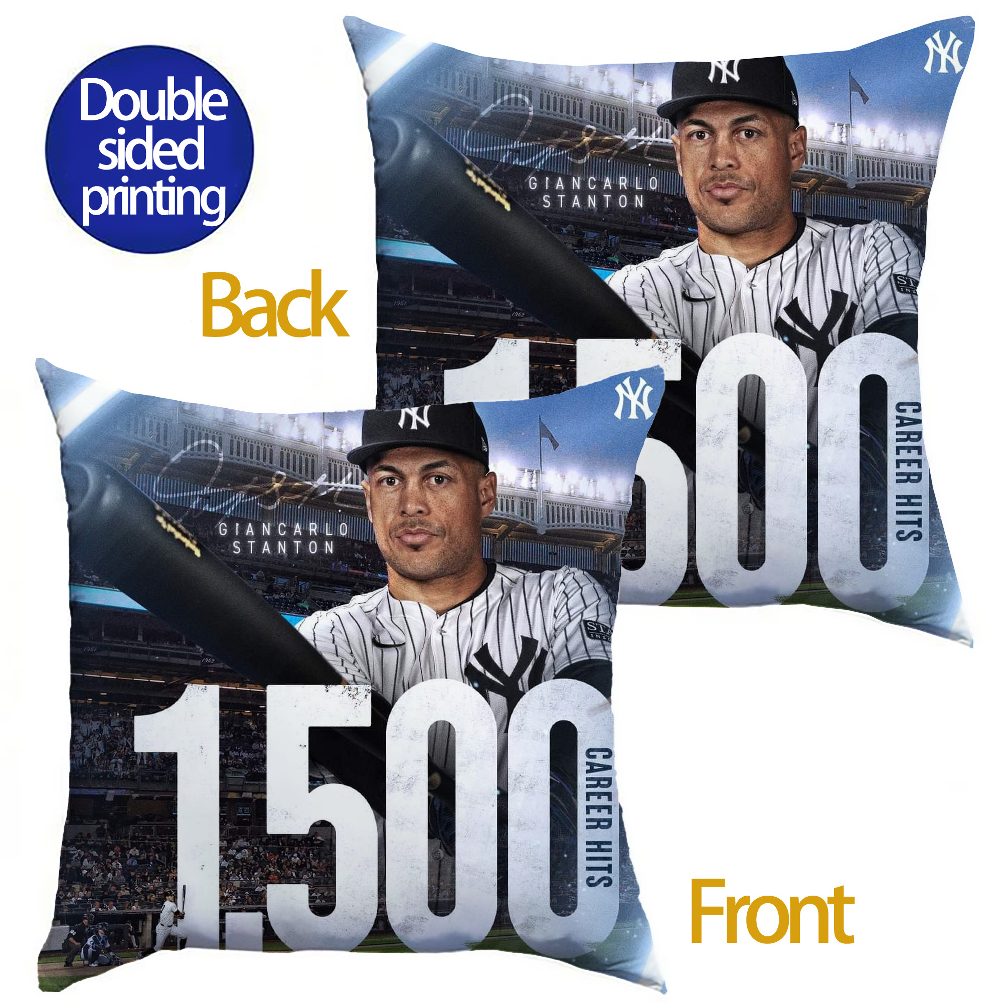 Giancarlo Stanton 39 Soft Polyester Pillow Cover With Insert – Double-Sided Design, Invisible Zipper, Durable & Breathable – Easy Care Cushion Set