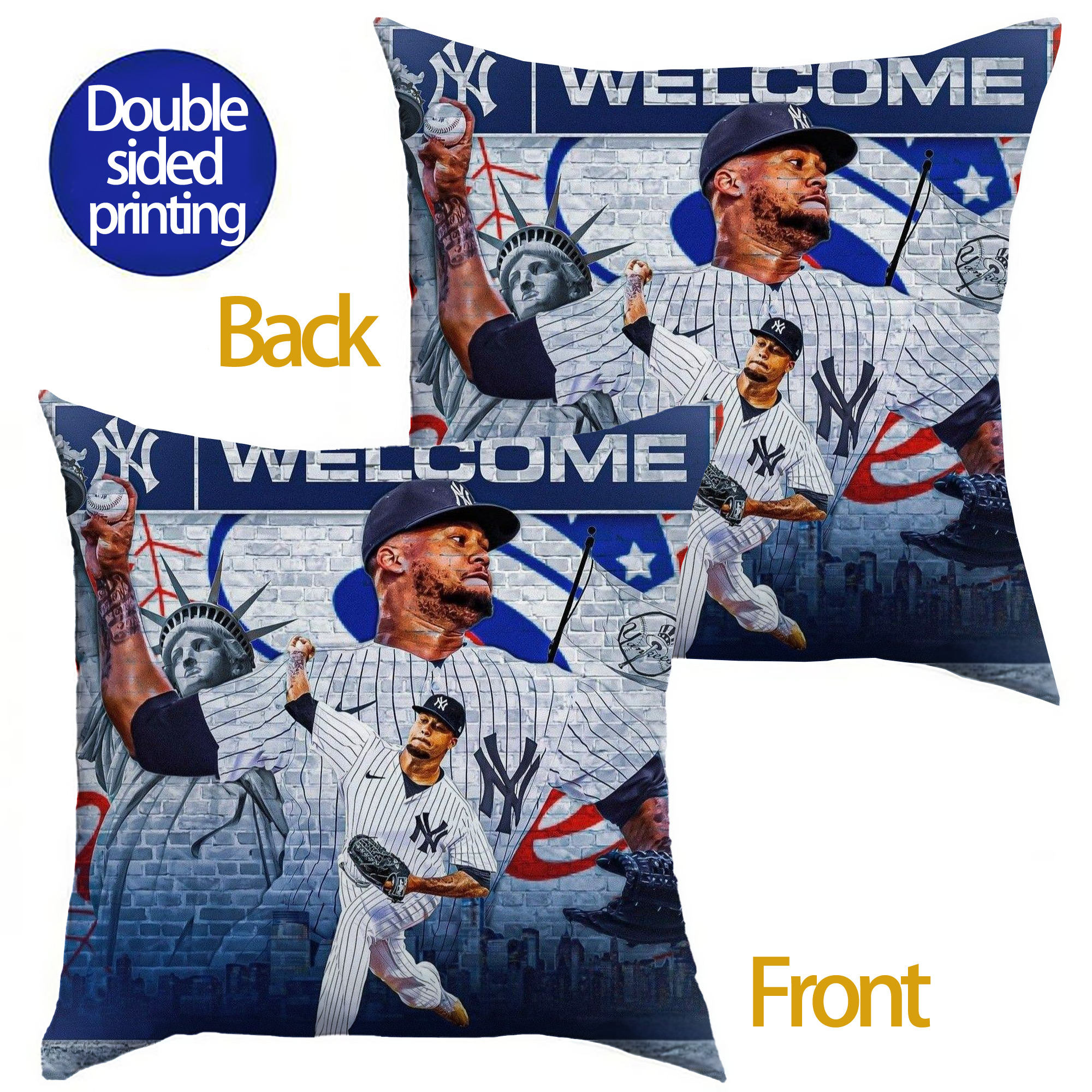 Giancarlo Stanton 43 Soft Polyester Pillow Cover With Insert – Double-Sided Design, Invisible Zipper, Durable & Breathable – Easy Care Cushion Set