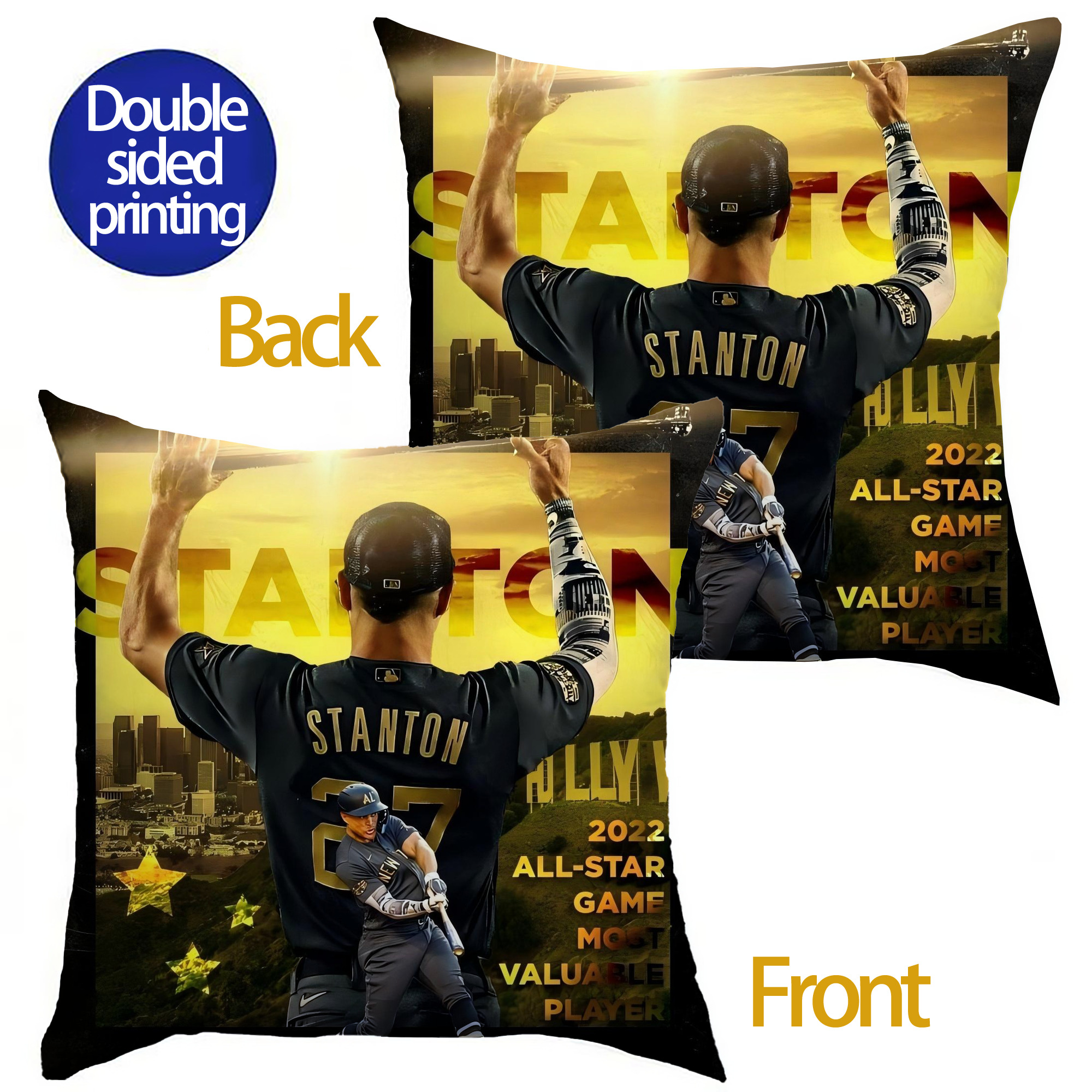 Giancarlo Stanton 44 Soft Polyester Pillow Cover With Insert – Double-Sided Design, Invisible Zipper, Durable & Breathable – Easy Care Cushion Set