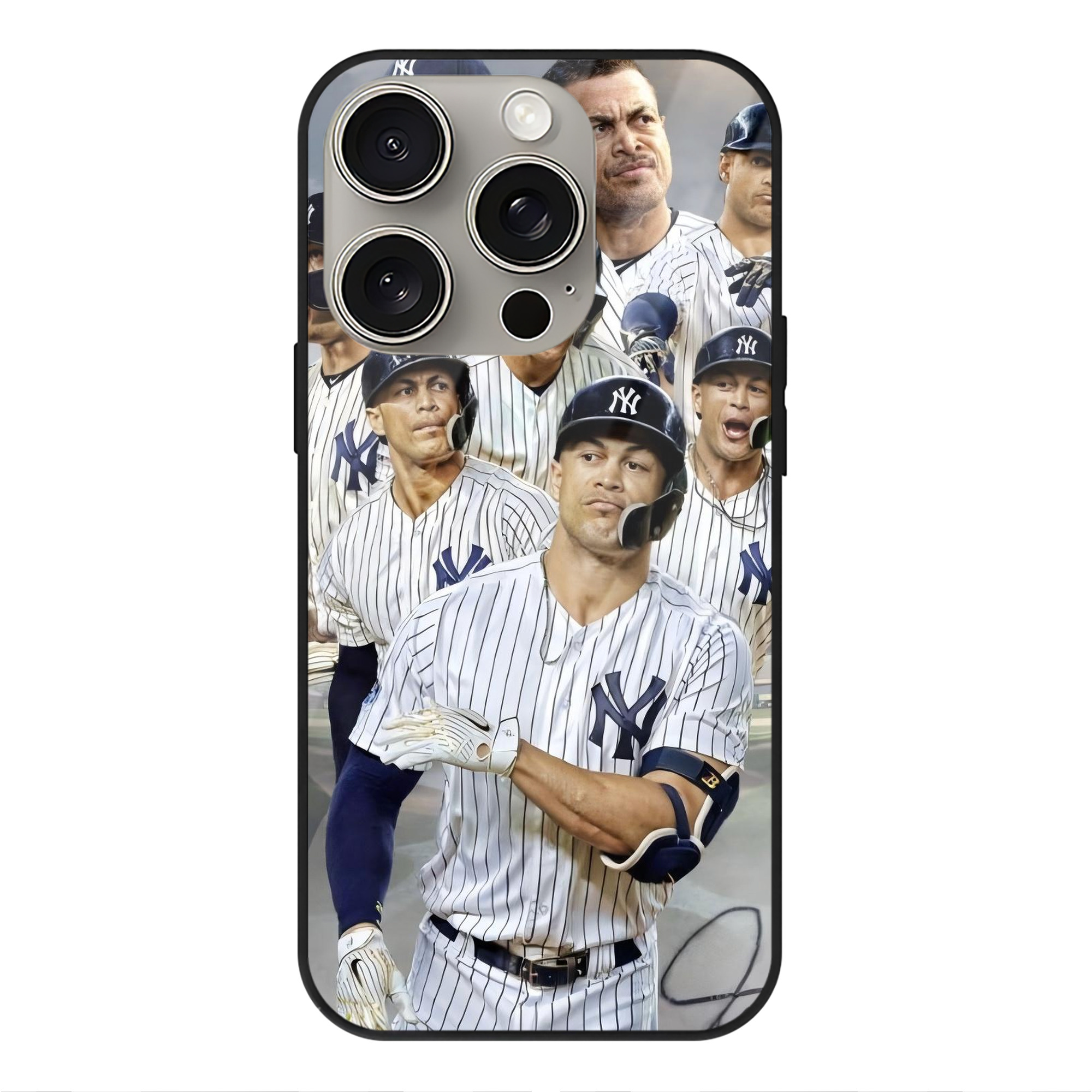 Giancarlo Stanton 38 IPhone 15 Pro Mirror Phone Case – UV Printed Glass + TPU – Scratch-Resistant, Wireless Charging Compatible, Precise Fit & Stylish Design