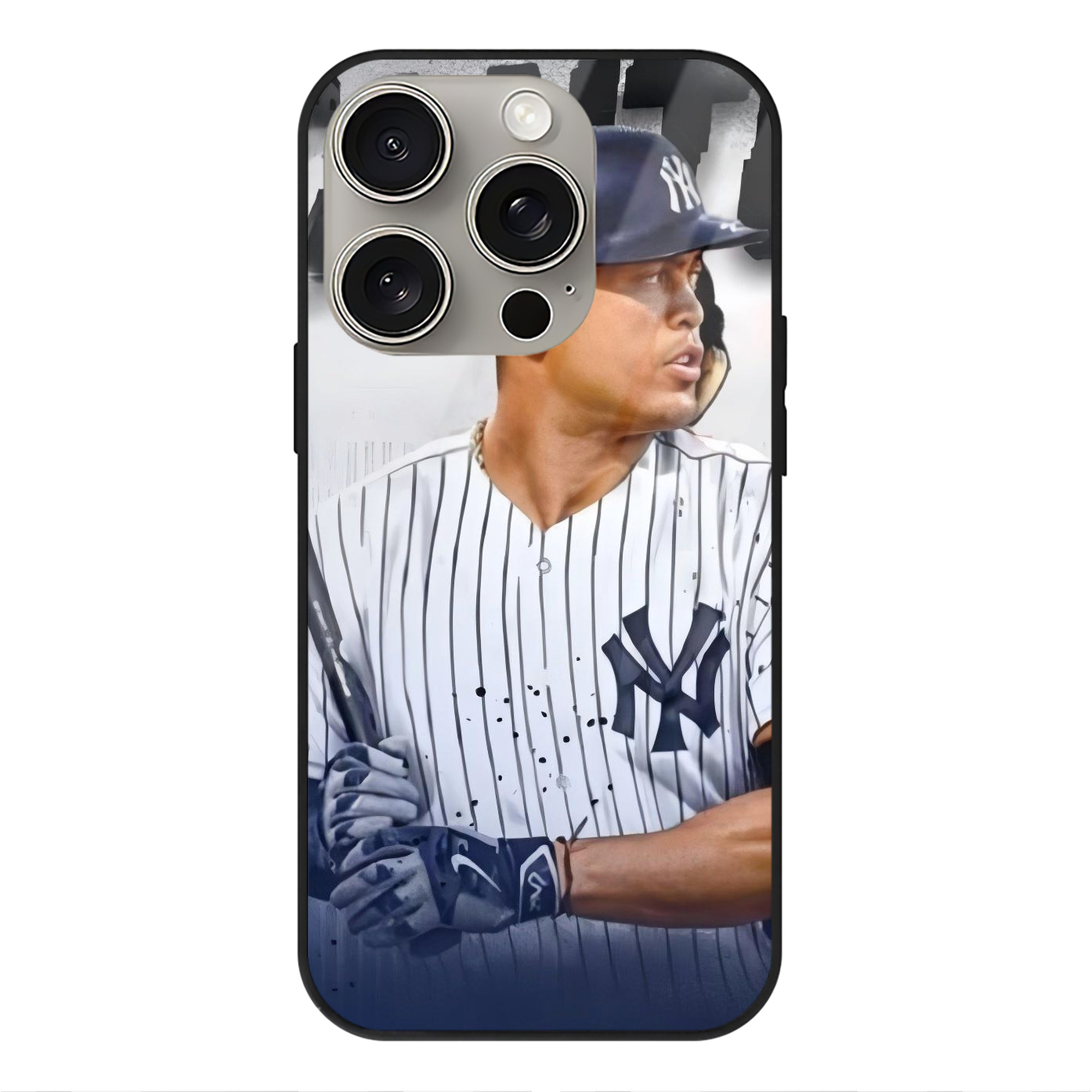 Giancarlo Stanton 40 IPhone 15 Pro Mirror Phone Case – UV Printed Glass + TPU – Scratch-Resistant, Wireless Charging Compatible, Precise Fit & Stylish Design