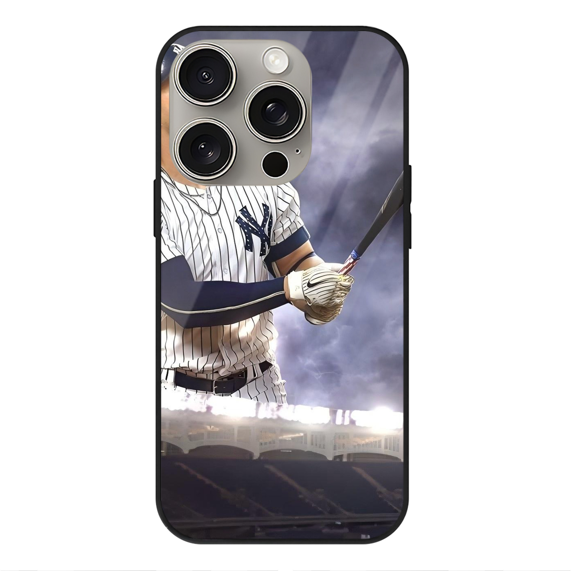 Giancarlo Stanton 41 IPhone 15 Pro Mirror Phone Case – UV Printed Glass + TPU – Scratch-Resistant, Wireless Charging Compatible, Precise Fit & Stylish Design