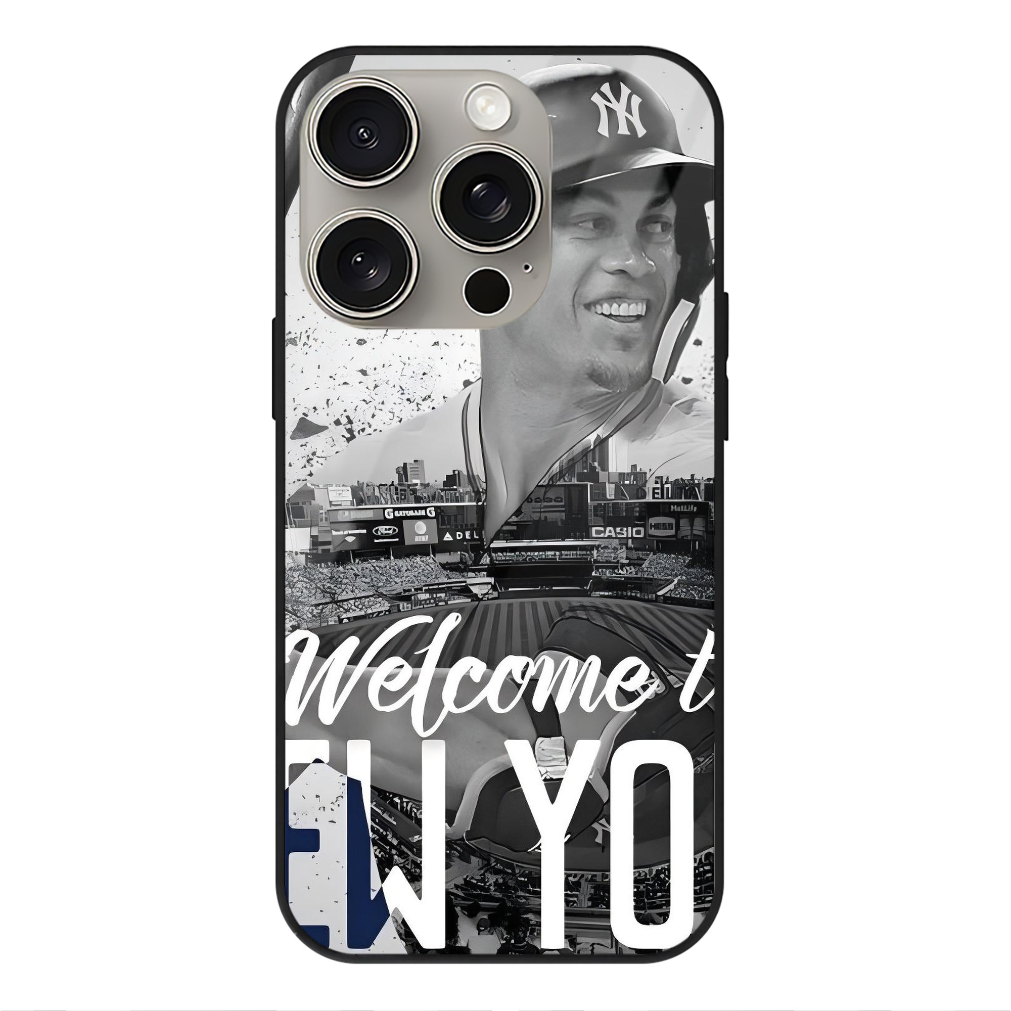 Giancarlo Stanton 42 IPhone 15 Pro Mirror Phone Case – UV Printed Glass + TPU – Scratch-Resistant, Wireless Charging Compatible, Precise Fit & Stylish Design