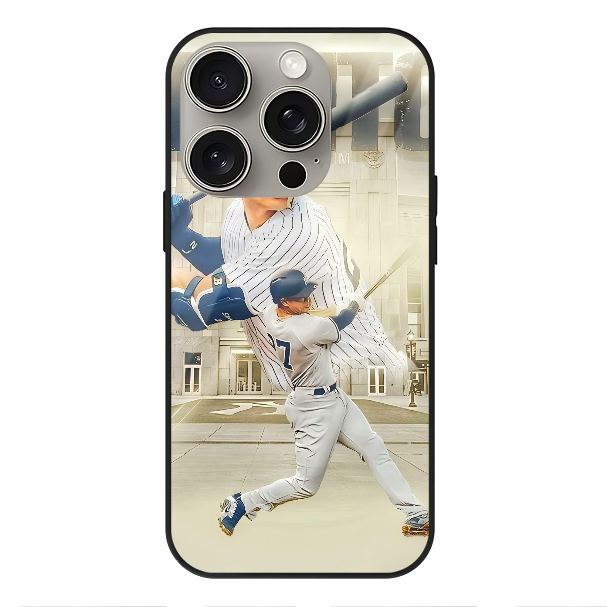 Giancarlo Stanton 45 IPhone 15 Pro Mirror Phone Case – UV Printed Glass + TPU – Scratch-Resistant, Wireless Charging Compatible, Precise Fit & Stylish Design