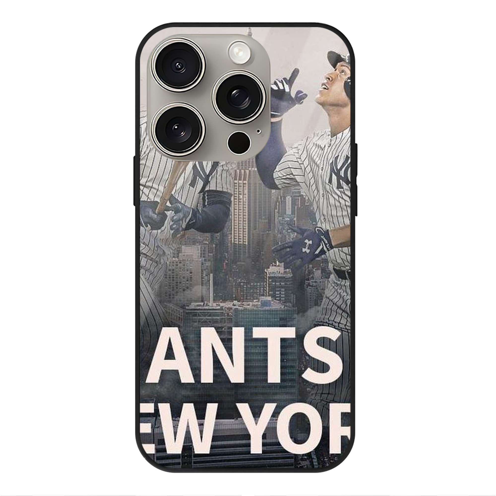 Giancarlo Stanton 46 IPhone 15 Pro Mirror Phone Case – UV Printed Glass + TPU – Scratch-Resistant, Wireless Charging Compatible, Precise Fit & Stylish Design