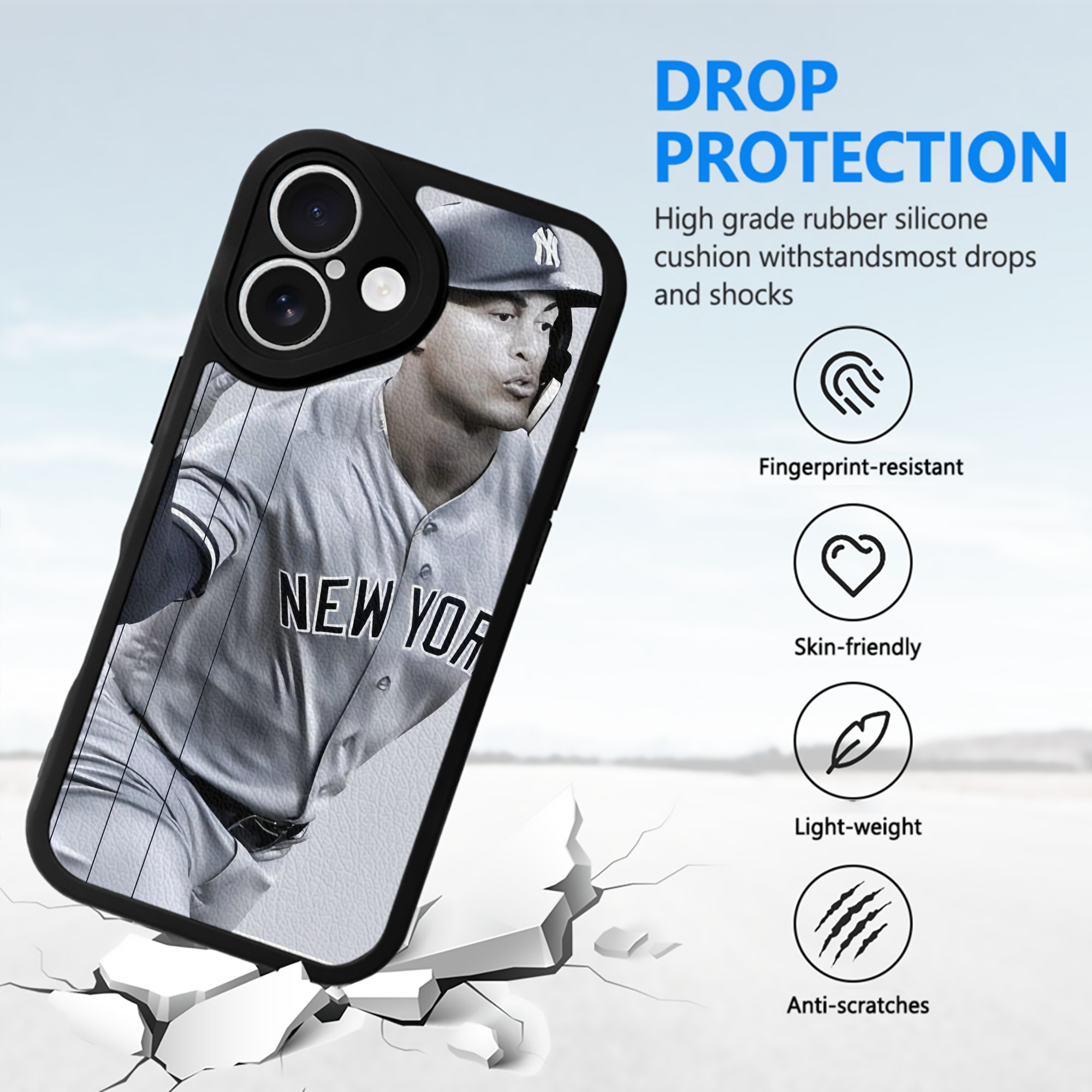 Giancarlo Stanton 37 IPhone 16 Silicone Leather Case – UV Print, Lambskin Texture – Perfect Fit, Wireless Charging Compatible, Scratch Resistant, Precise Cutouts – Stylish Protection For IPhone 16