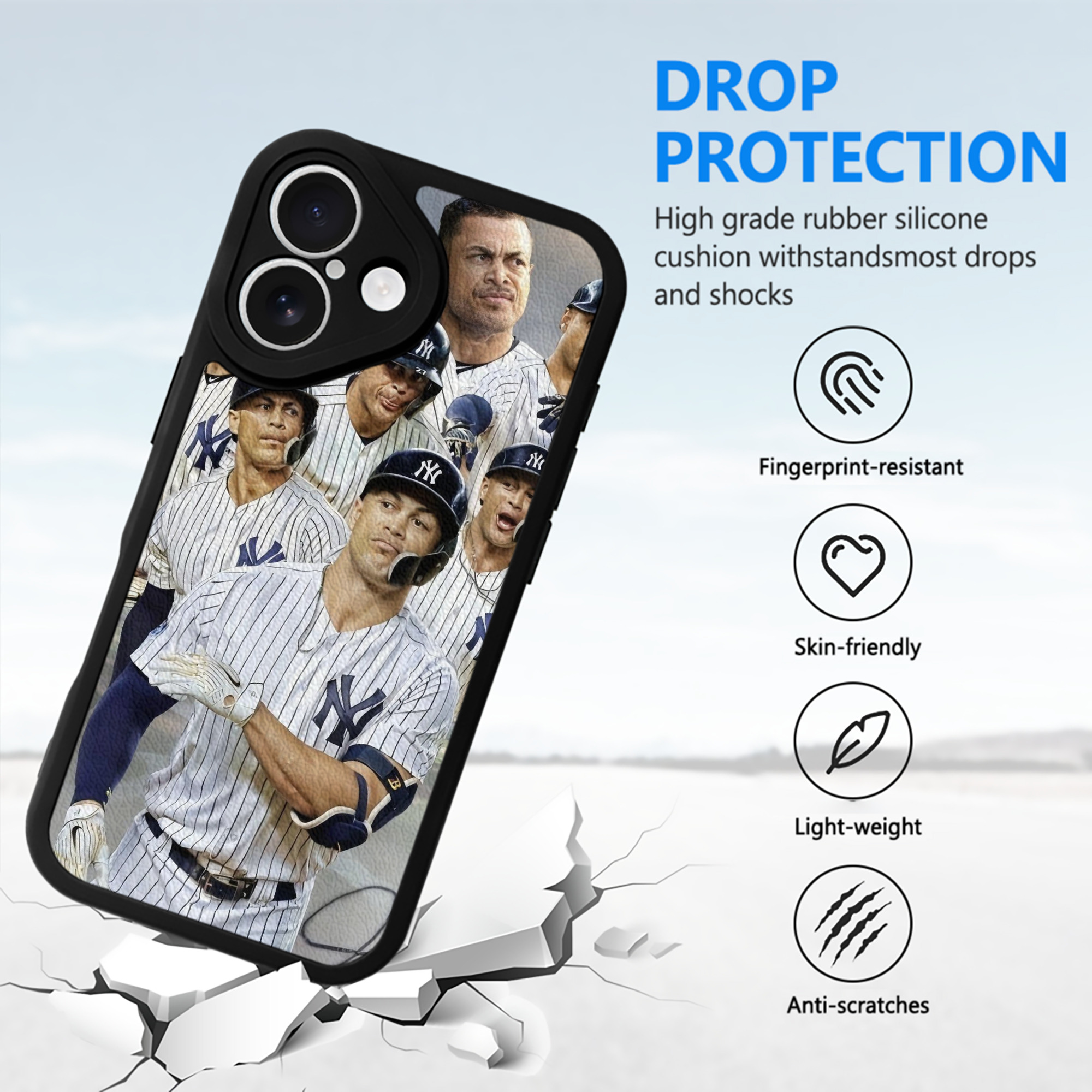 Giancarlo Stanton 38 IPhone 16 Silicone Leather Case – UV Print, Lambskin Texture – Perfect Fit, Wireless Charging Compatible, Scratch Resistant, Precise Cutouts – Stylish Protection For IPhone 16