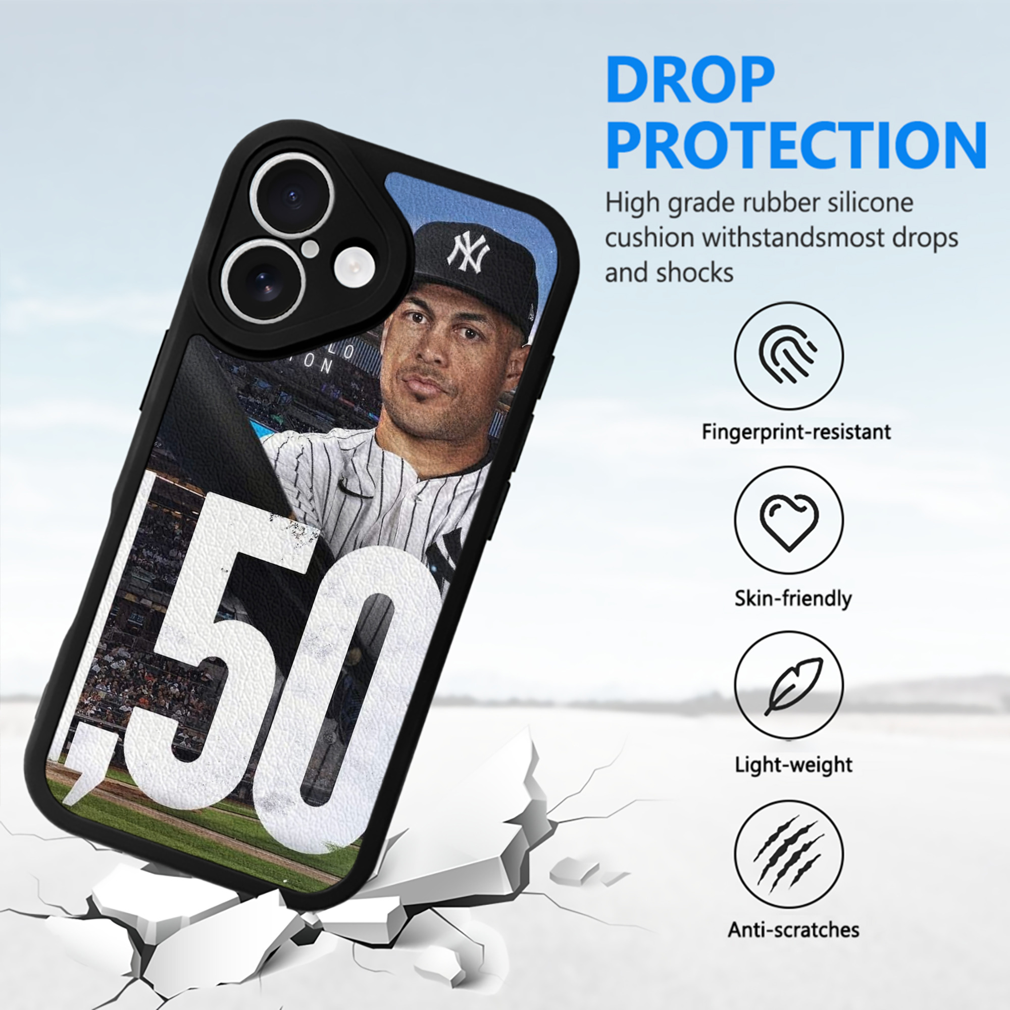 Giancarlo Stanton 39 IPhone 16 Silicone Leather Case – UV Print, Lambskin Texture – Perfect Fit, Wireless Charging Compatible, Scratch Resistant, Precise Cutouts – Stylish Protection For IPhone 16