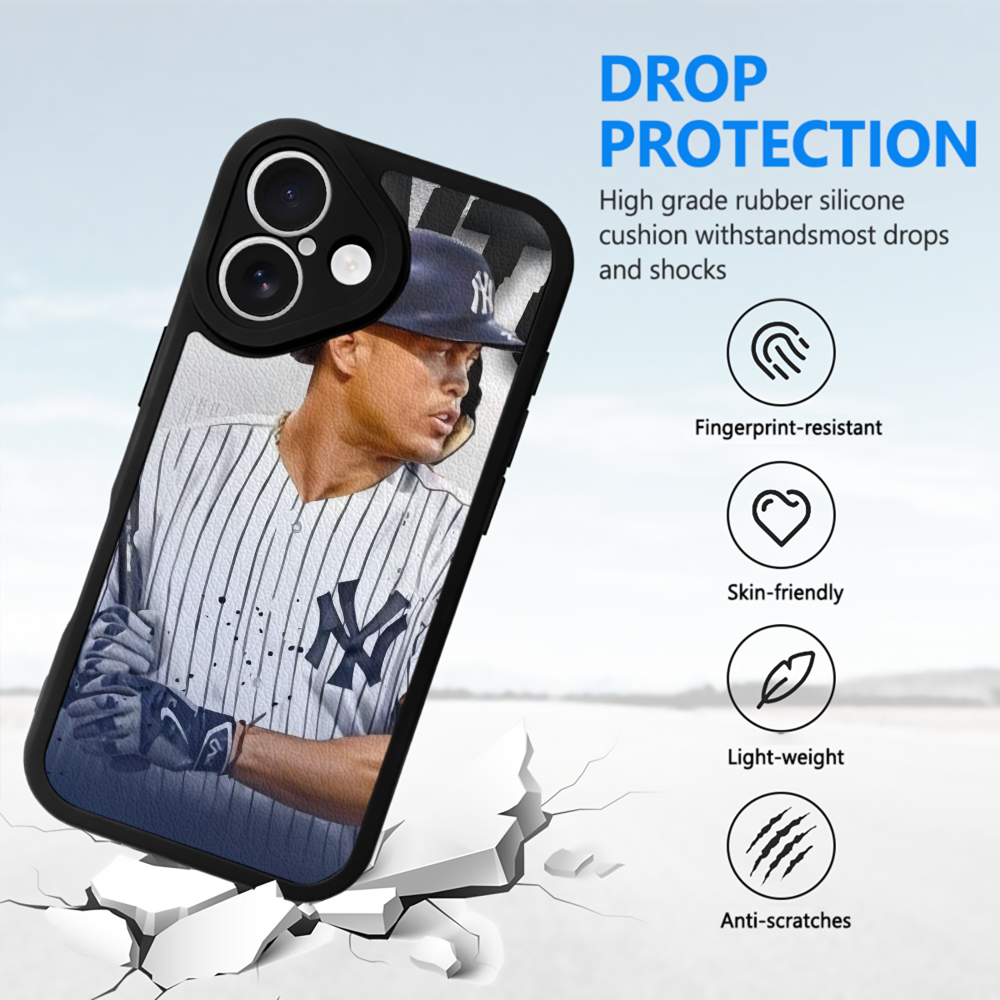 Giancarlo Stanton 40 IPhone 16 Silicone Leather Case – UV Print, Lambskin Texture – Perfect Fit, Wireless Charging Compatible, Scratch Resistant, Precise Cutouts – Stylish Protection For IPhone 16