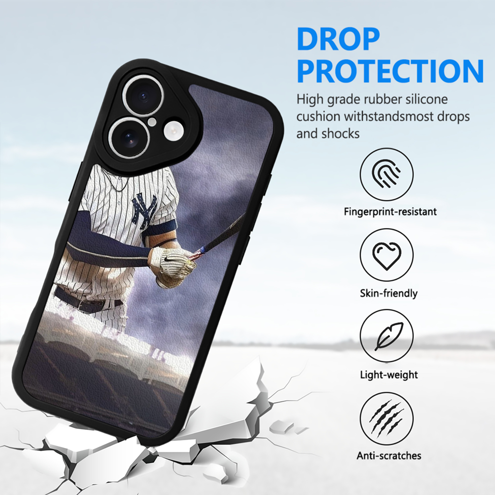 Giancarlo Stanton 41 IPhone 16 Silicone Leather Case – UV Print, Lambskin Texture – Perfect Fit, Wireless Charging Compatible, Scratch Resistant, Precise Cutouts – Stylish Protection For IPhone 16