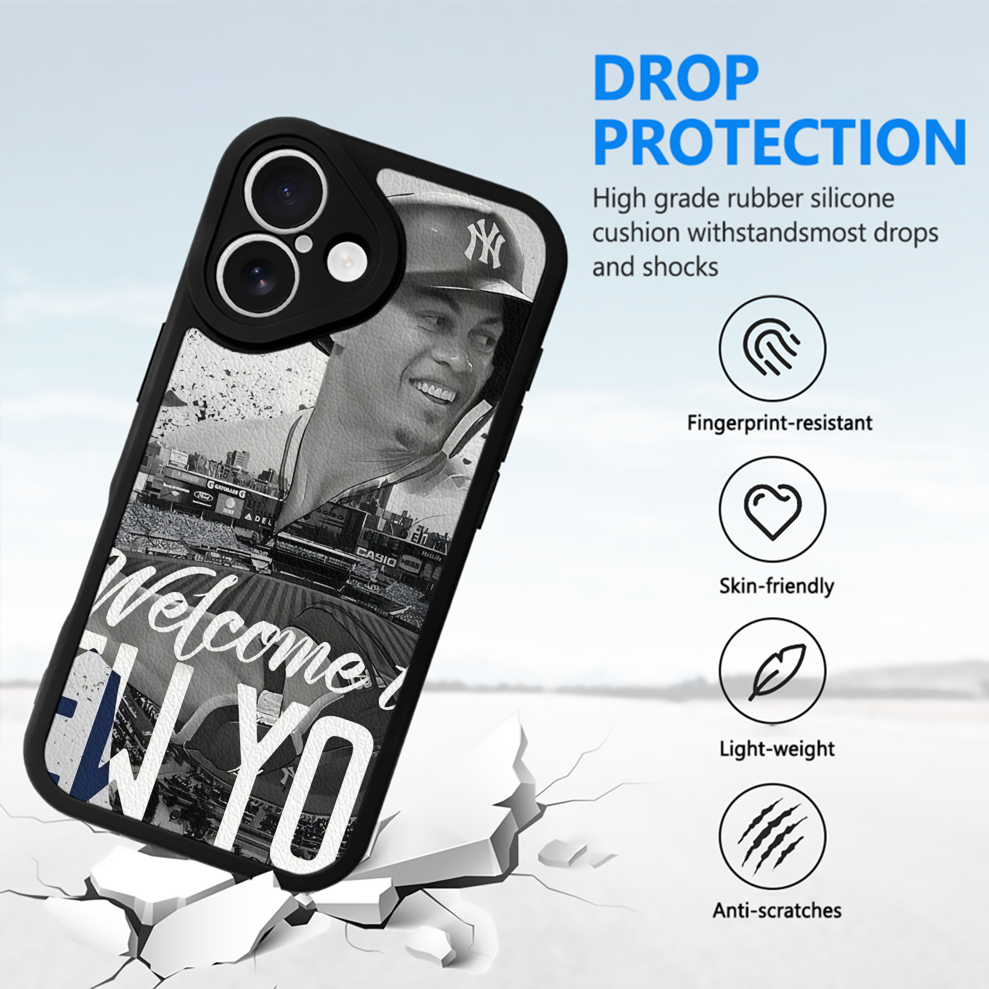 Giancarlo Stanton 42 IPhone 16 Silicone Leather Case – UV Print, Lambskin Texture – Perfect Fit, Wireless Charging Compatible, Scratch Resistant, Precise Cutouts – Stylish Protection For IPhone 16