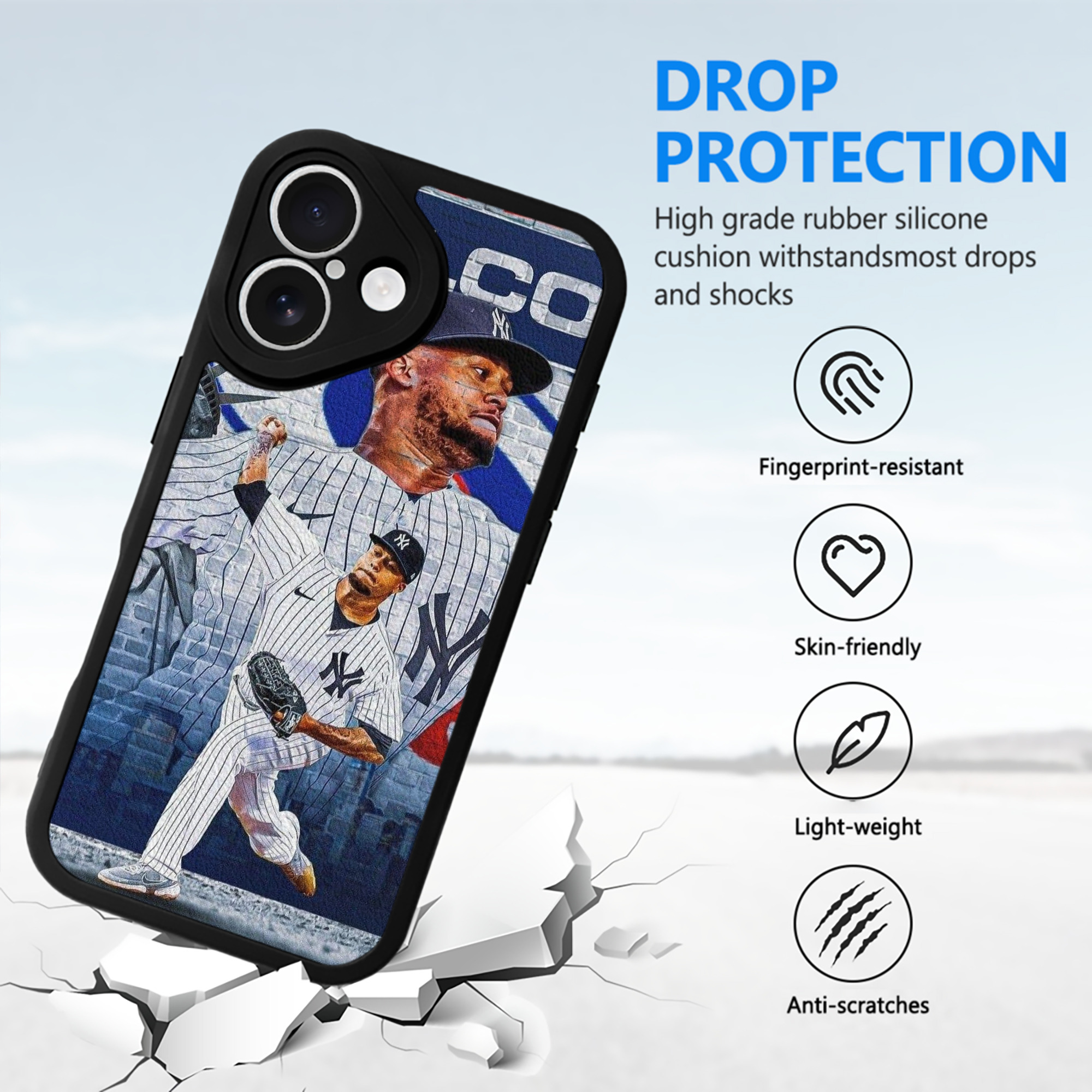 Giancarlo Stanton 43 IPhone 16 Silicone Leather Case – UV Print, Lambskin Texture – Perfect Fit, Wireless Charging Compatible, Scratch Resistant, Precise Cutouts – Stylish Protection For IPhone 16