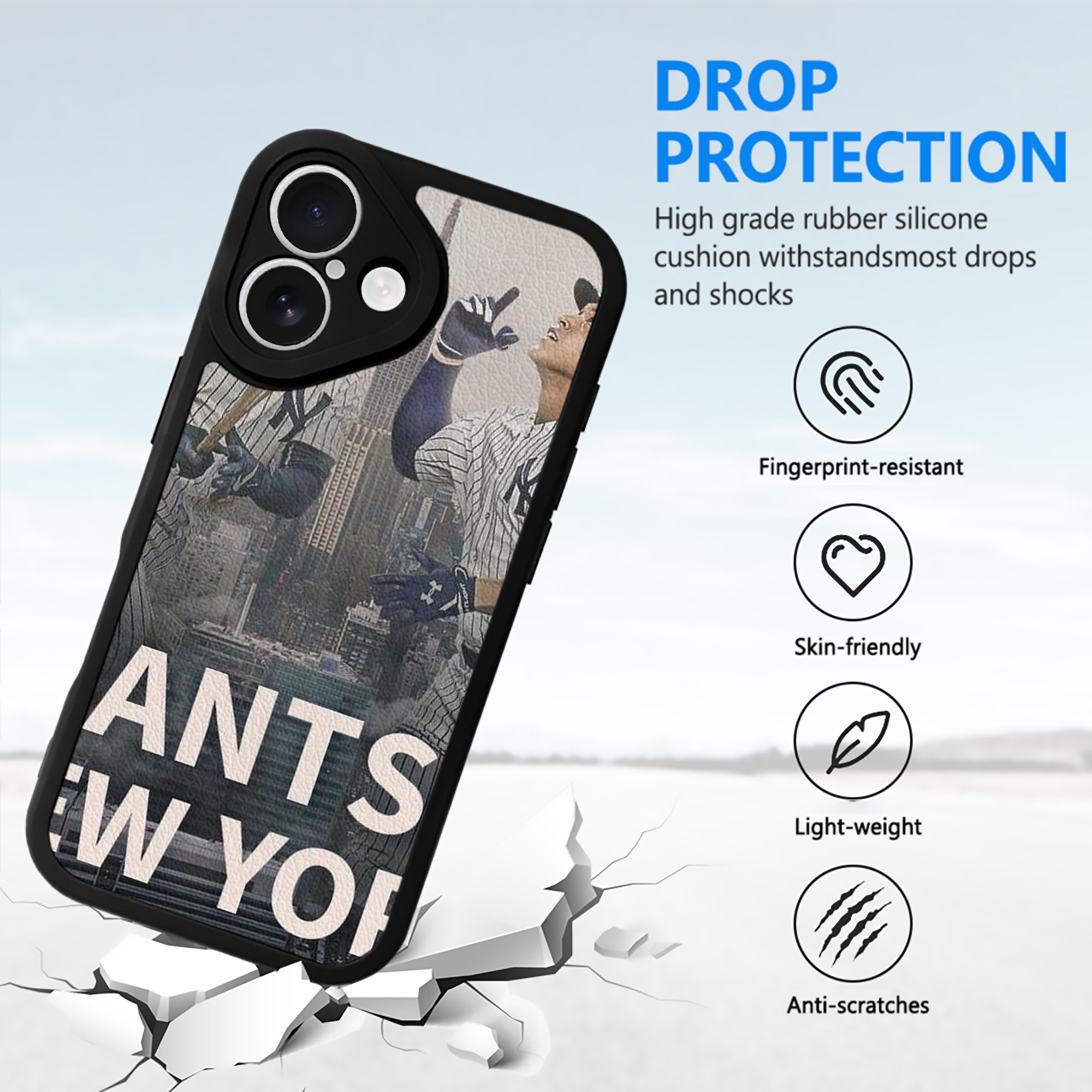 Giancarlo Stanton 46 IPhone 16 Silicone Leather Case – UV Print, Lambskin Texture – Perfect Fit, Wireless Charging Compatible, Scratch Resistant, Precise Cutouts – Stylish Protection For IPhone 16