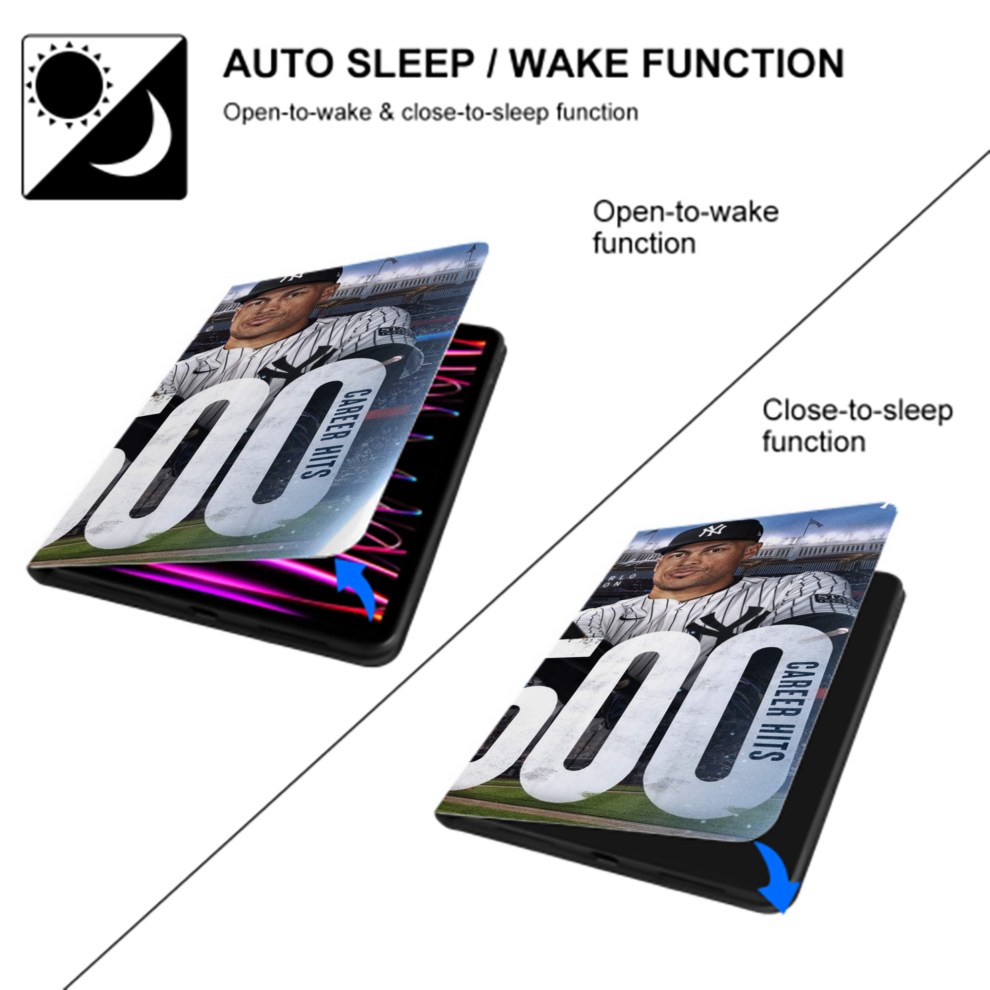 Giancarlo Stanton 39 IPad Case Without Pencil Slot – Book-Style Cover With PU Leather & TPU – Slim, Durable, Scratch-Resistant, Full Protection & Easy Access