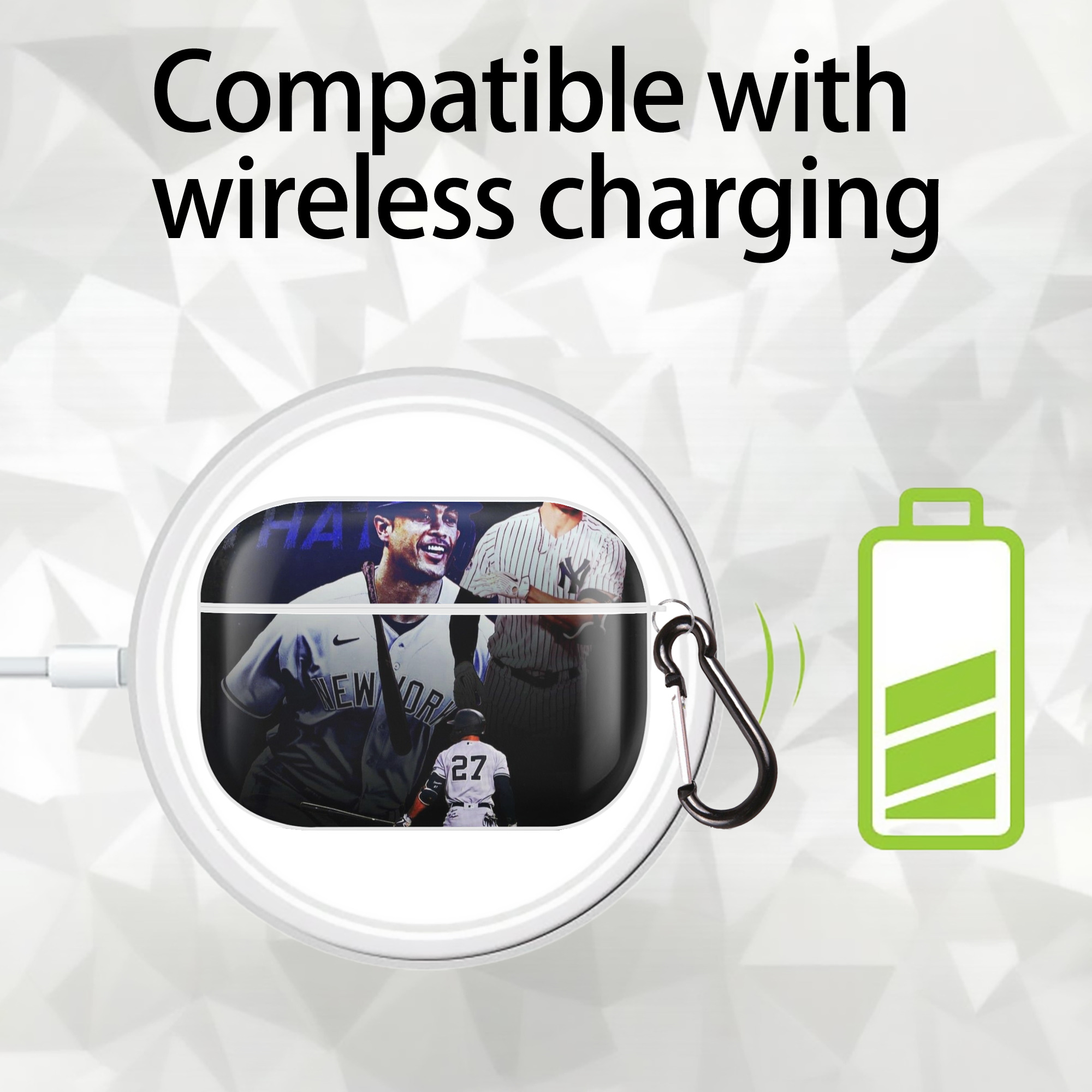 Giancarlo Stanton 36 AirPods Pro Hard Case White With Keychain, Durable Flexible PC, Precise Cutouts, Anti-Fingerprint, Yellowing & Scratch Resistant, Full Protection, Washable