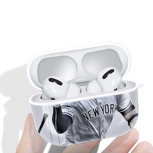 Giancarlo Stanton 37 AirPods Pro Hard Case White With Keychain, Durable Flexible PC, Precise Cutouts, Anti-Fingerprint, Yellowing & Scratch Resistant, Full Protection, Washable