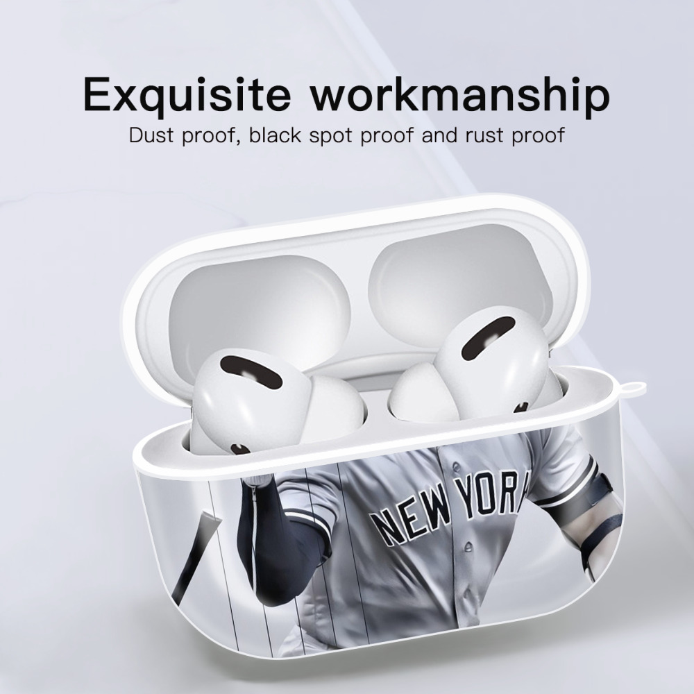 Giancarlo Stanton 37 AirPods Pro Hard Case White With Keychain, Durable Flexible PC, Precise Cutouts, Anti-Fingerprint, Yellowing & Scratch Resistant, Full Protection, Washable