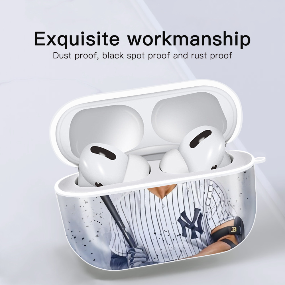 Giancarlo Stanton 40 AirPods Pro Hard Case White With Keychain, Durable Flexible PC, Precise Cutouts, Anti-Fingerprint, Yellowing & Scratch Resistant, Full Protection, Washable