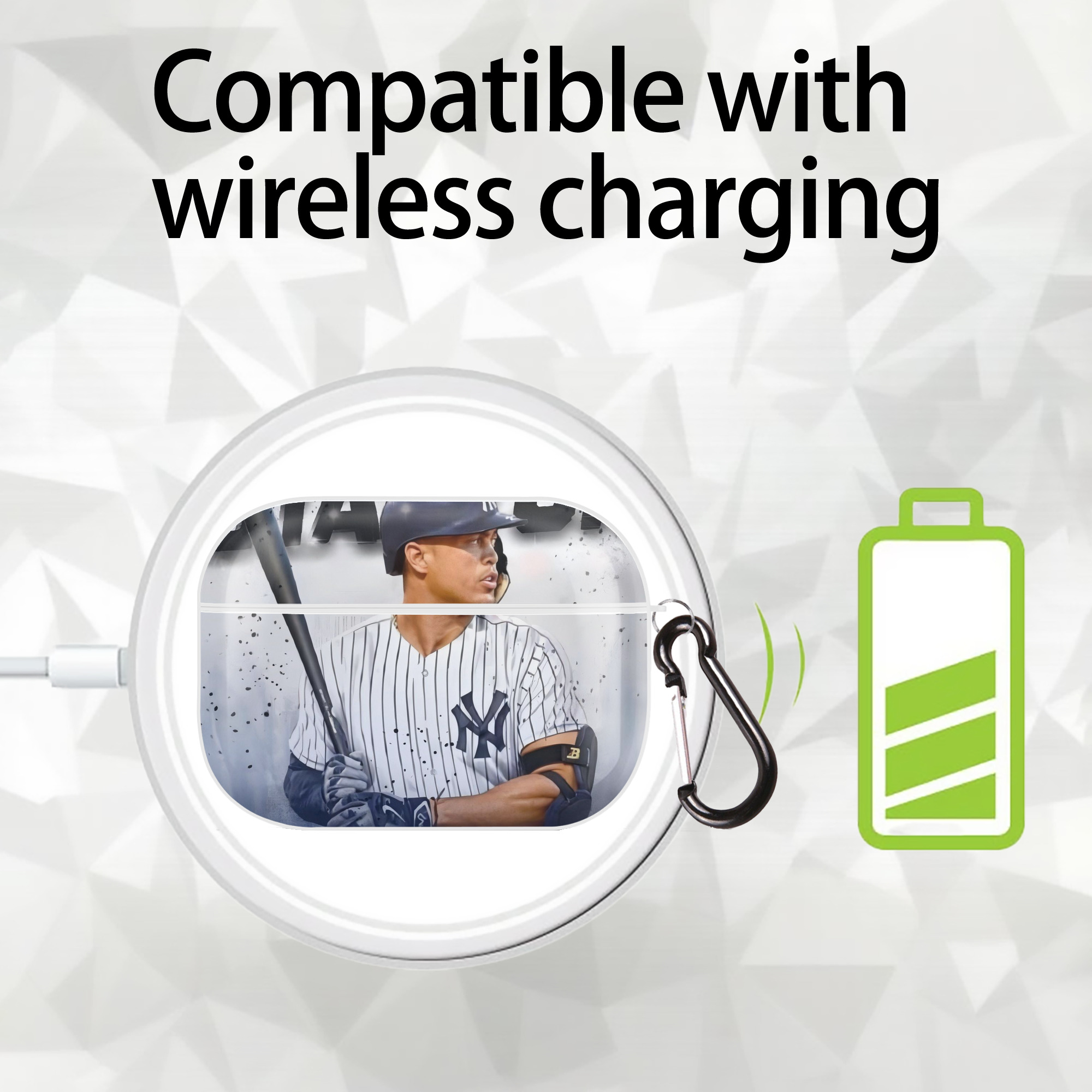 Giancarlo Stanton 40 AirPods Pro Hard Case White With Keychain, Durable Flexible PC, Precise Cutouts, Anti-Fingerprint, Yellowing & Scratch Resistant, Full Protection, Washable