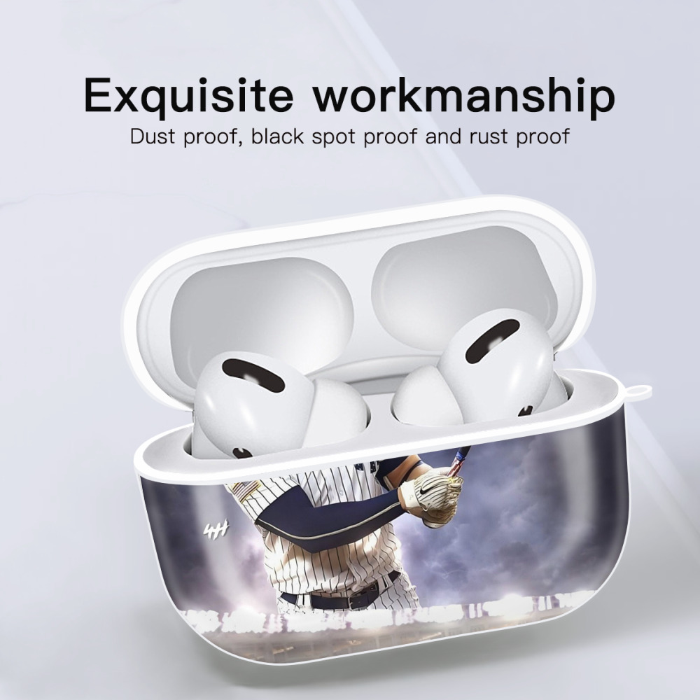Giancarlo Stanton 41 AirPods Pro Hard Case White With Keychain, Durable Flexible PC, Precise Cutouts, Anti-Fingerprint, Yellowing & Scratch Resistant, Full Protection, Washable