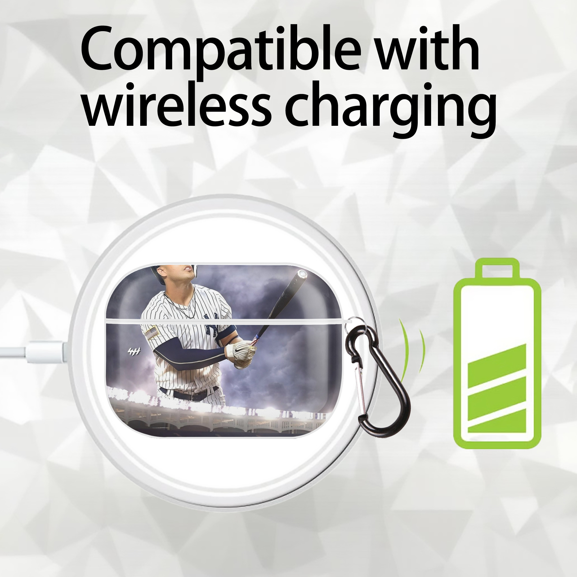 Giancarlo Stanton 41 AirPods Pro Hard Case White With Keychain, Durable Flexible PC, Precise Cutouts, Anti-Fingerprint, Yellowing & Scratch Resistant, Full Protection, Washable