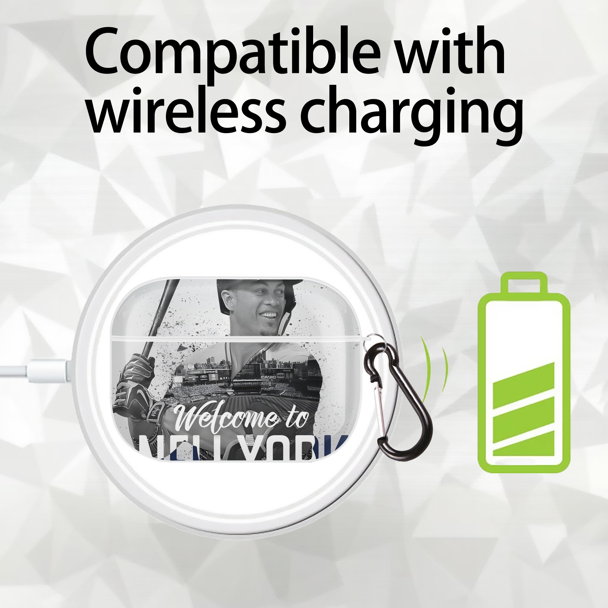 Giancarlo Stanton 42 AirPods Pro Hard Case White With Keychain, Durable Flexible PC, Precise Cutouts, Anti-Fingerprint, Yellowing & Scratch Resistant, Full Protection, Washable