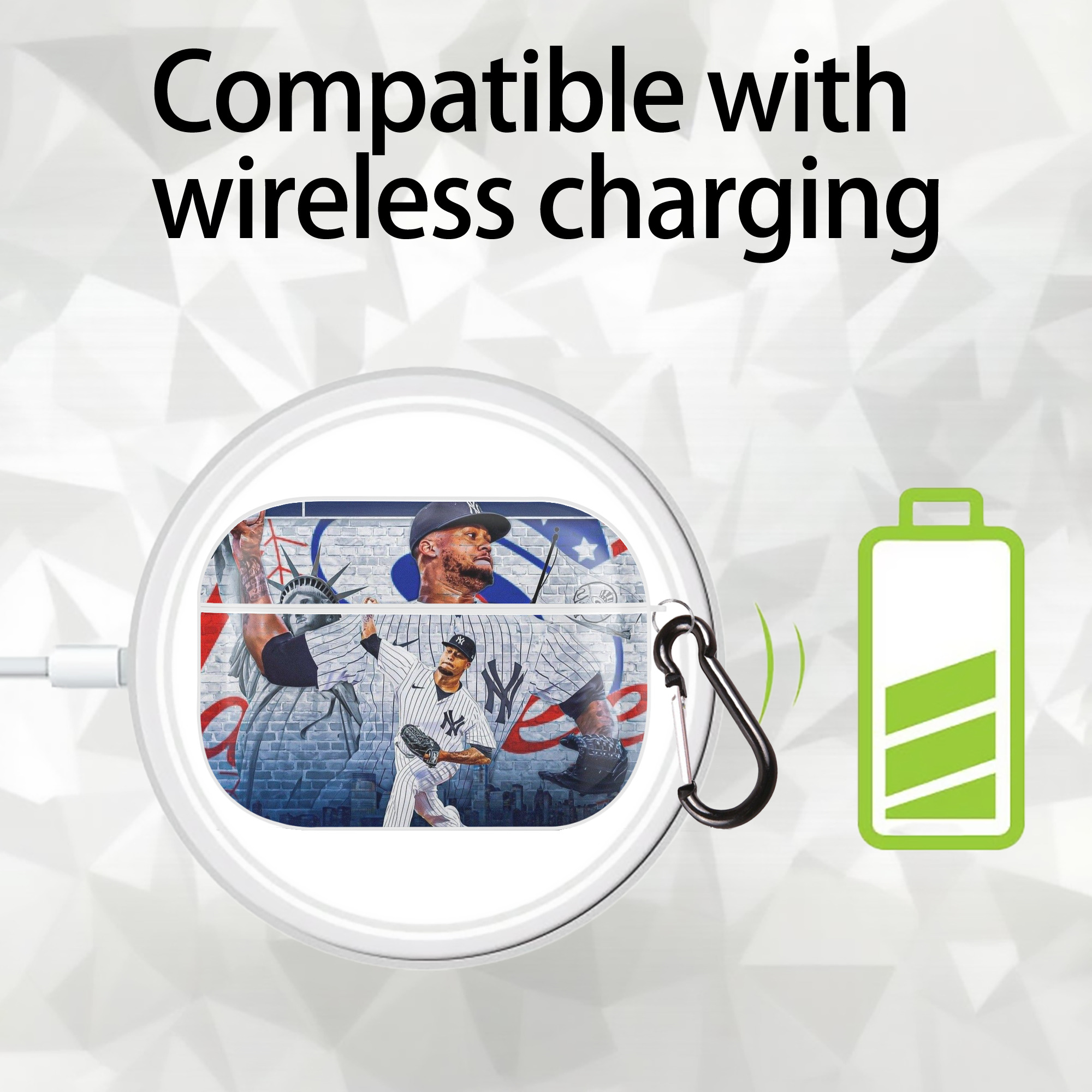 Giancarlo Stanton 43 AirPods Pro Hard Case White With Keychain, Durable Flexible PC, Precise Cutouts, Anti-Fingerprint, Yellowing & Scratch Resistant, Full Protection, Washable