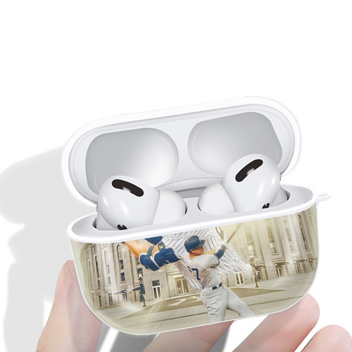 Giancarlo Stanton 45 AirPods Pro Hard Case White With Keychain, Durable Flexible PC, Precise Cutouts, Anti-Fingerprint, Yellowing & Scratch Resistant, Full Protection, Washable