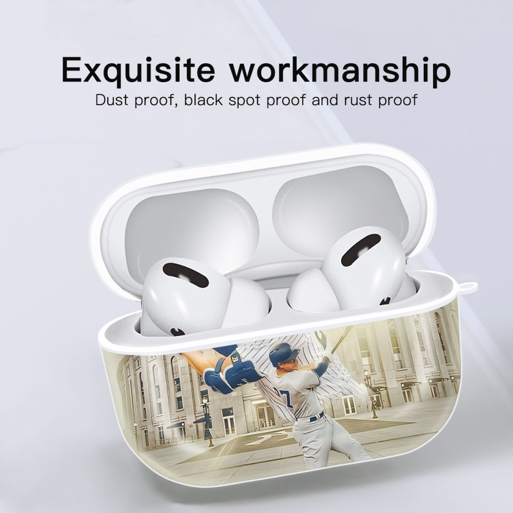 Giancarlo Stanton 45 AirPods Pro Hard Case White With Keychain, Durable Flexible PC, Precise Cutouts, Anti-Fingerprint, Yellowing & Scratch Resistant, Full Protection, Washable