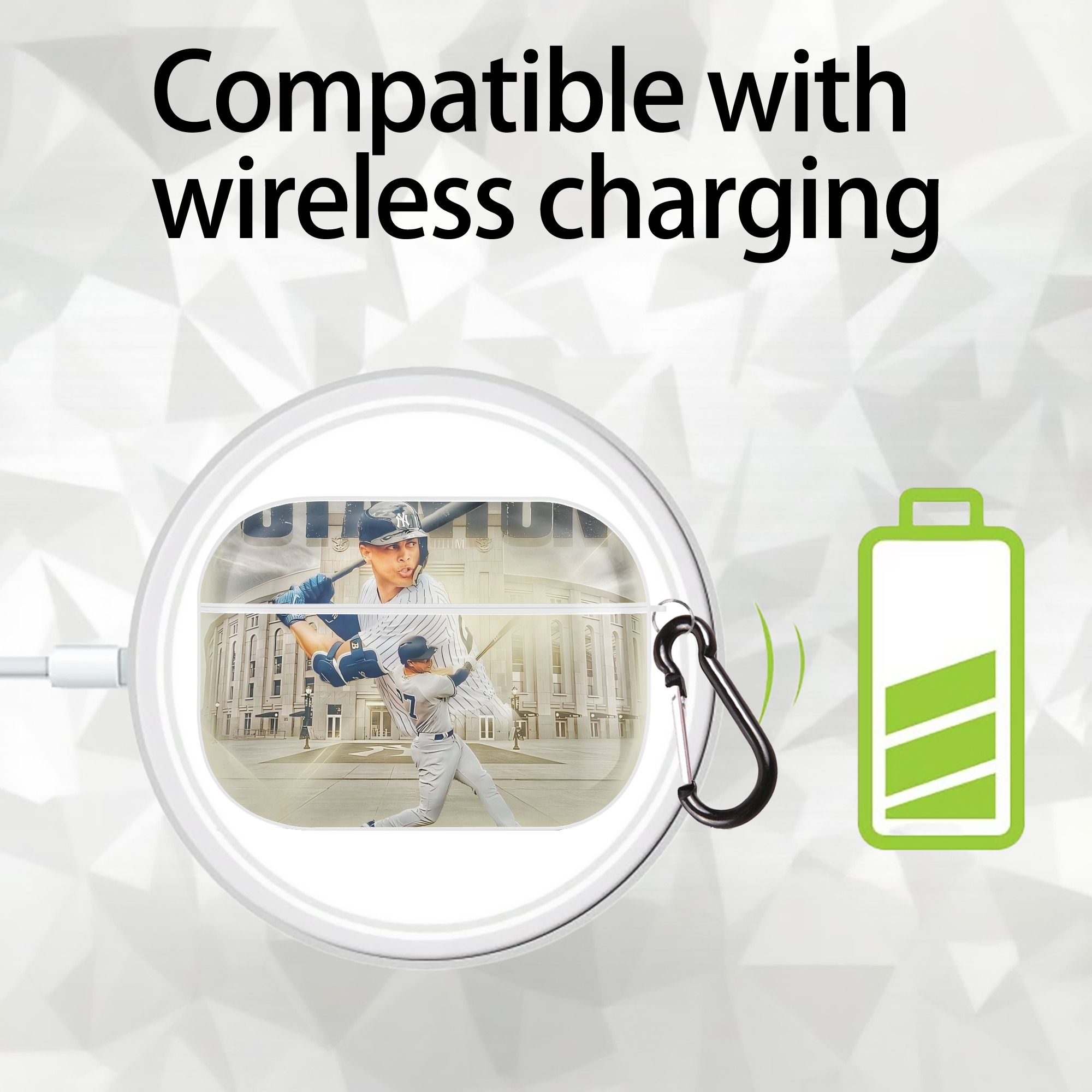 Giancarlo Stanton 45 AirPods Pro Hard Case White With Keychain, Durable Flexible PC, Precise Cutouts, Anti-Fingerprint, Yellowing & Scratch Resistant, Full Protection, Washable