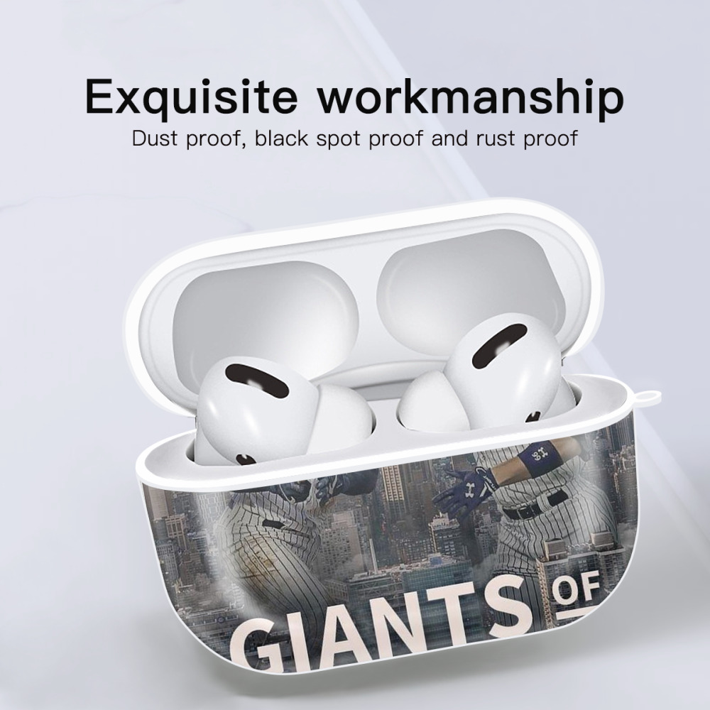 Giancarlo Stanton 46 AirPods Pro Hard Case White With Keychain, Durable Flexible PC, Precise Cutouts, Anti-Fingerprint, Yellowing & Scratch Resistant, Full Protection, Washable