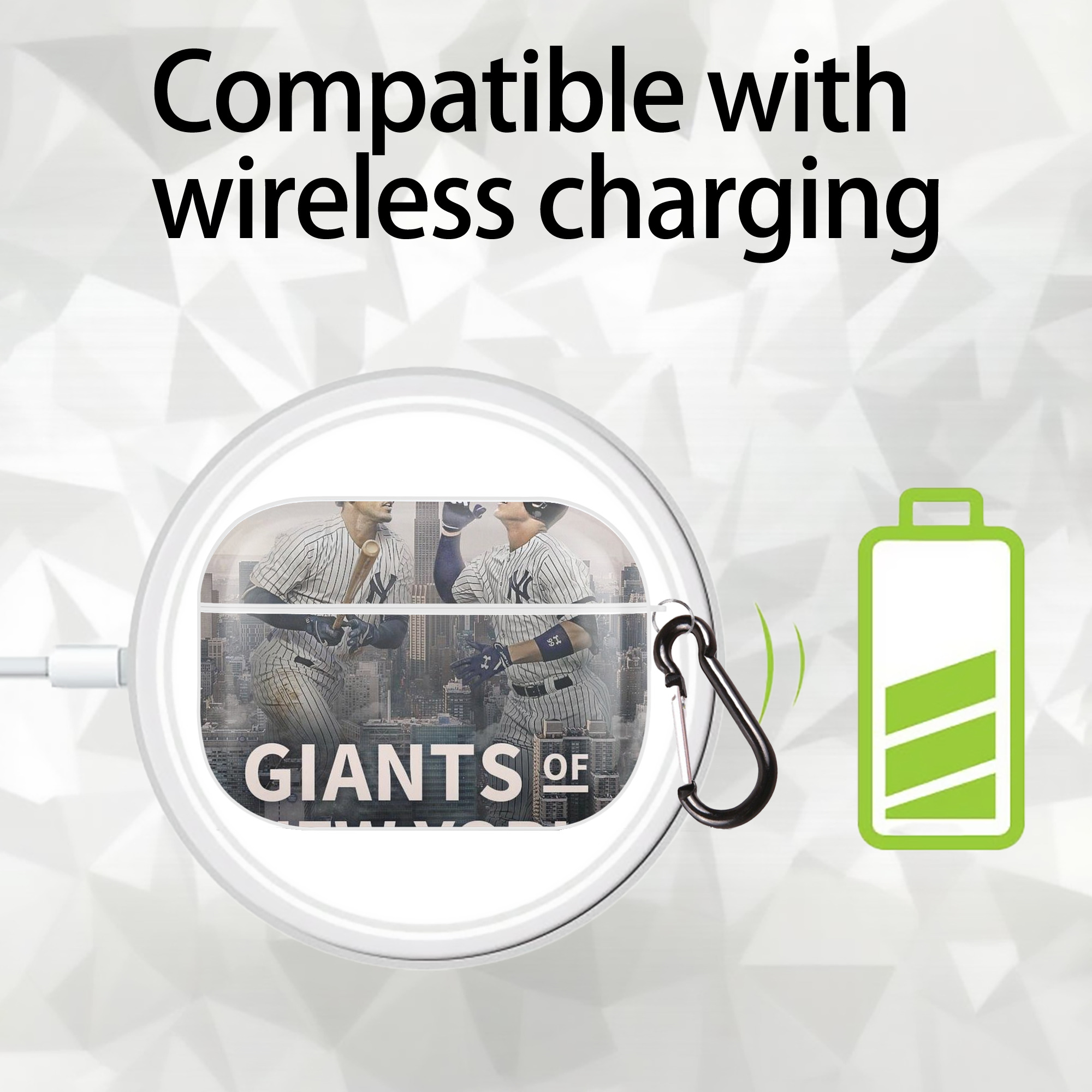 Giancarlo Stanton 46 AirPods Pro Hard Case White With Keychain, Durable Flexible PC, Precise Cutouts, Anti-Fingerprint, Yellowing & Scratch Resistant, Full Protection, Washable